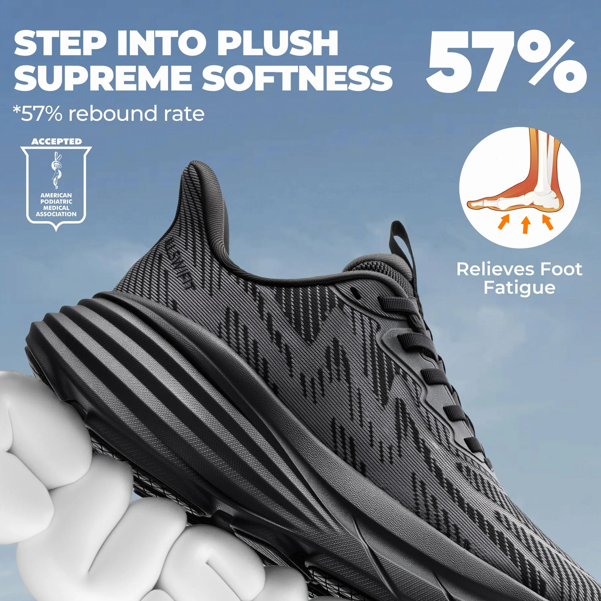 ALLSWIFIT Zapatillas de senderismo para mujer, sin cordones, con cojín manos libres, para correr, tenis, SwiftPlush antideslizantes, cómodas, para entrenamiento, gimnasio, atléticas, a la moda