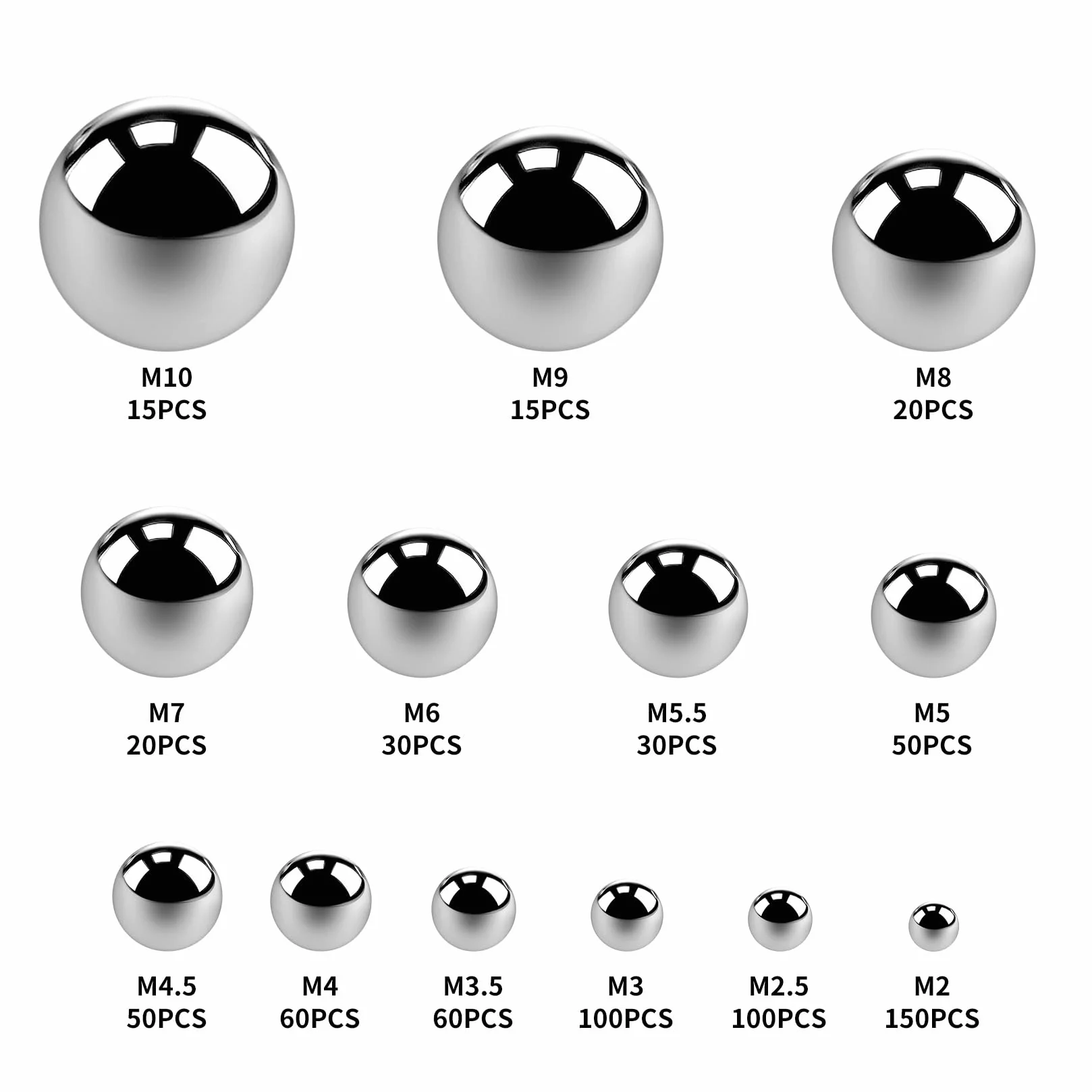 Bolas de Rodamiento de Acero Inoxidable 700 Piezas 2-10 mm para Bicicletas Monopatín