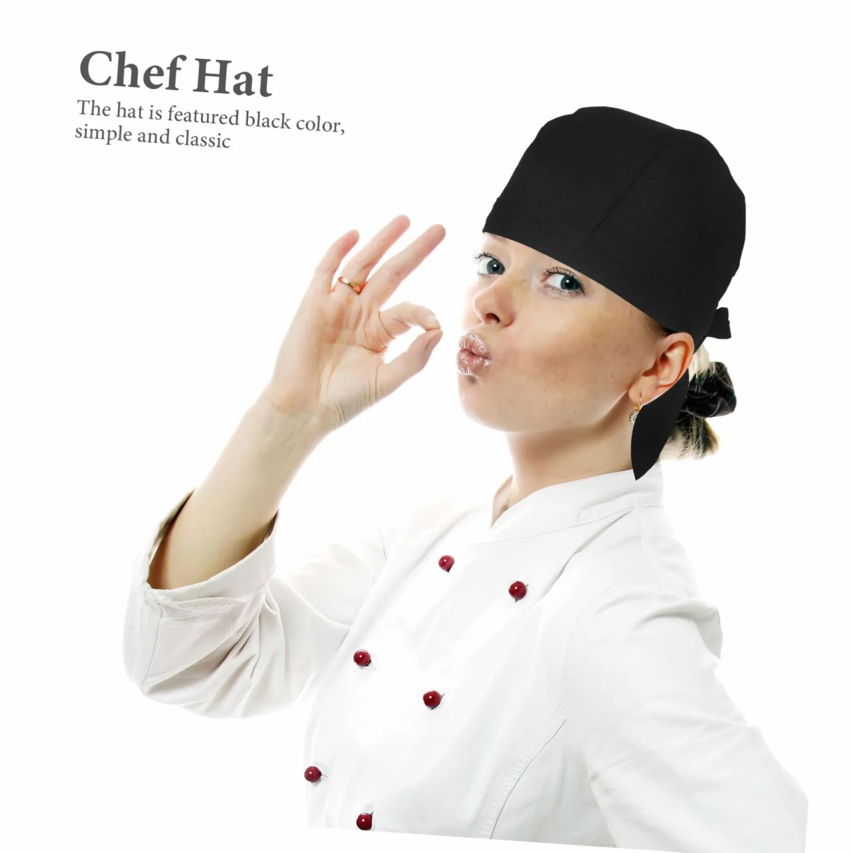 Beaupretty Gorro de Chef de Tela de Algodón Negro, 6 Unidades | Restaurante y Cocina, Ajuste al Cuero Cabelludo, Ayuda a Evitar Aceite