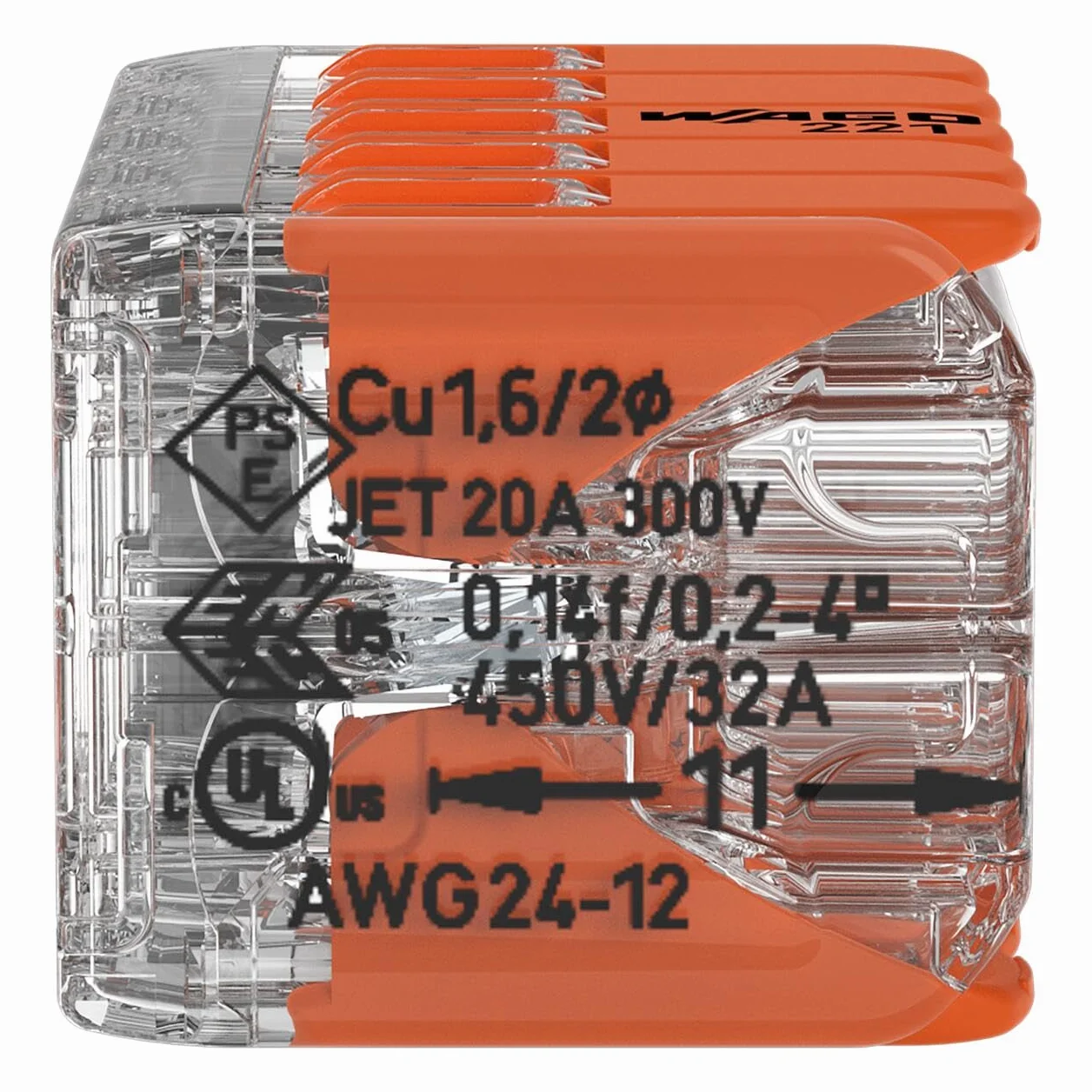 WAGO COMPACT 221-420 Conector de Cable 10 Conductores 4 mm² 15 Unidades