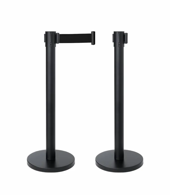 Pack 2 Postes Separadores con Cinta Extensible Catenarias 32cm x 2m Negro