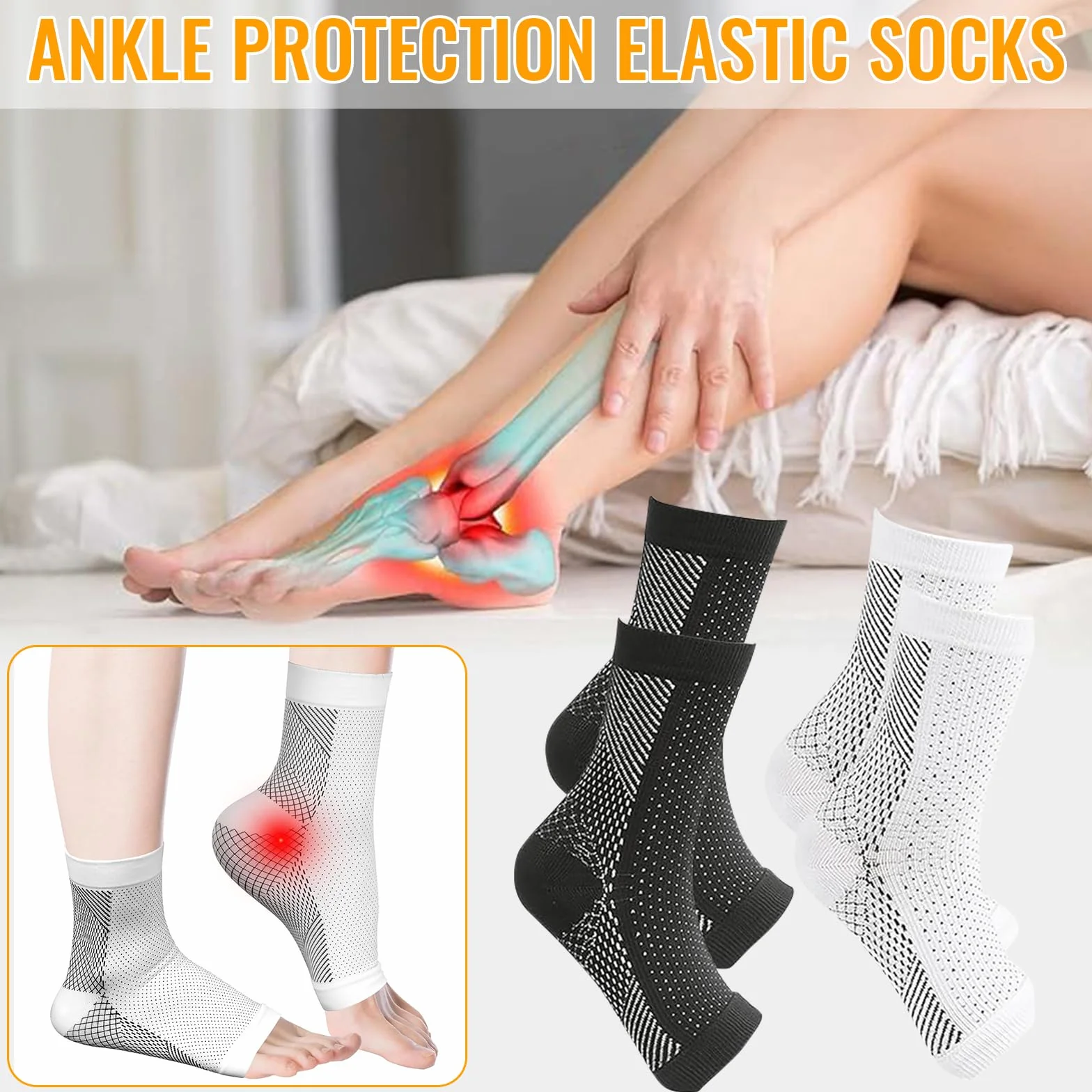 WiDream 2 Piezas Calcetines Compresivos, Sport Calcetines Fascitis Plantar, Calcetines de Compresión, para Mujer y Hombre Aliviar El Dolor De Pies(L-XL)