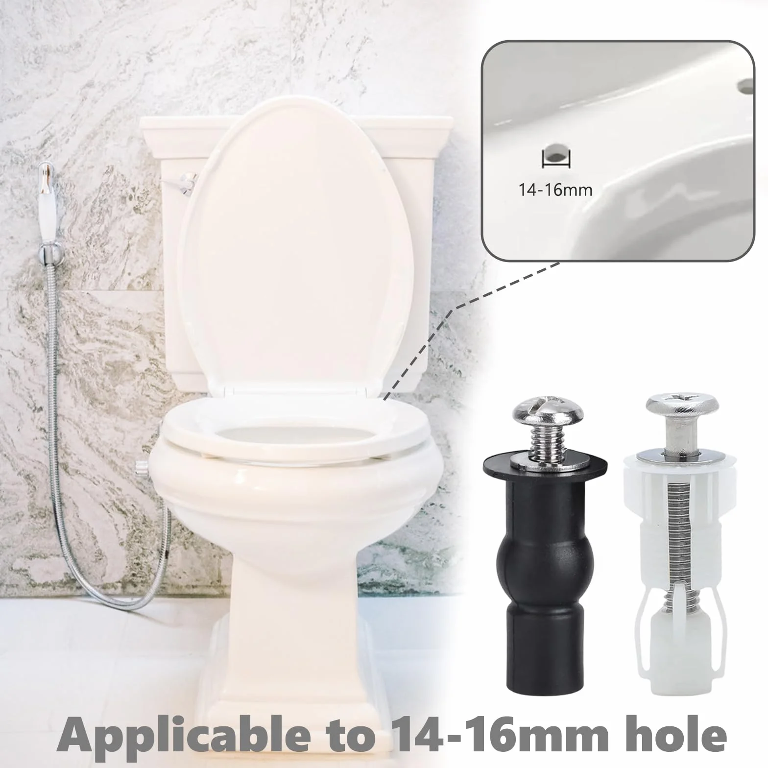 Tornillos Tapa WC, Anclaje Tapa WC, Pernos de Fijación de Asiento de Inodoro 8 Piezas