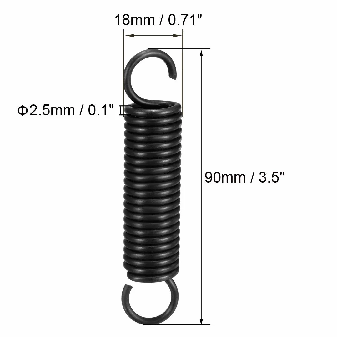 sourcing map Resorte de extensión 2,5 mm diámetro alambre 18 mm exterior 90 mm longitud libre acero doble gancho 2 piezas