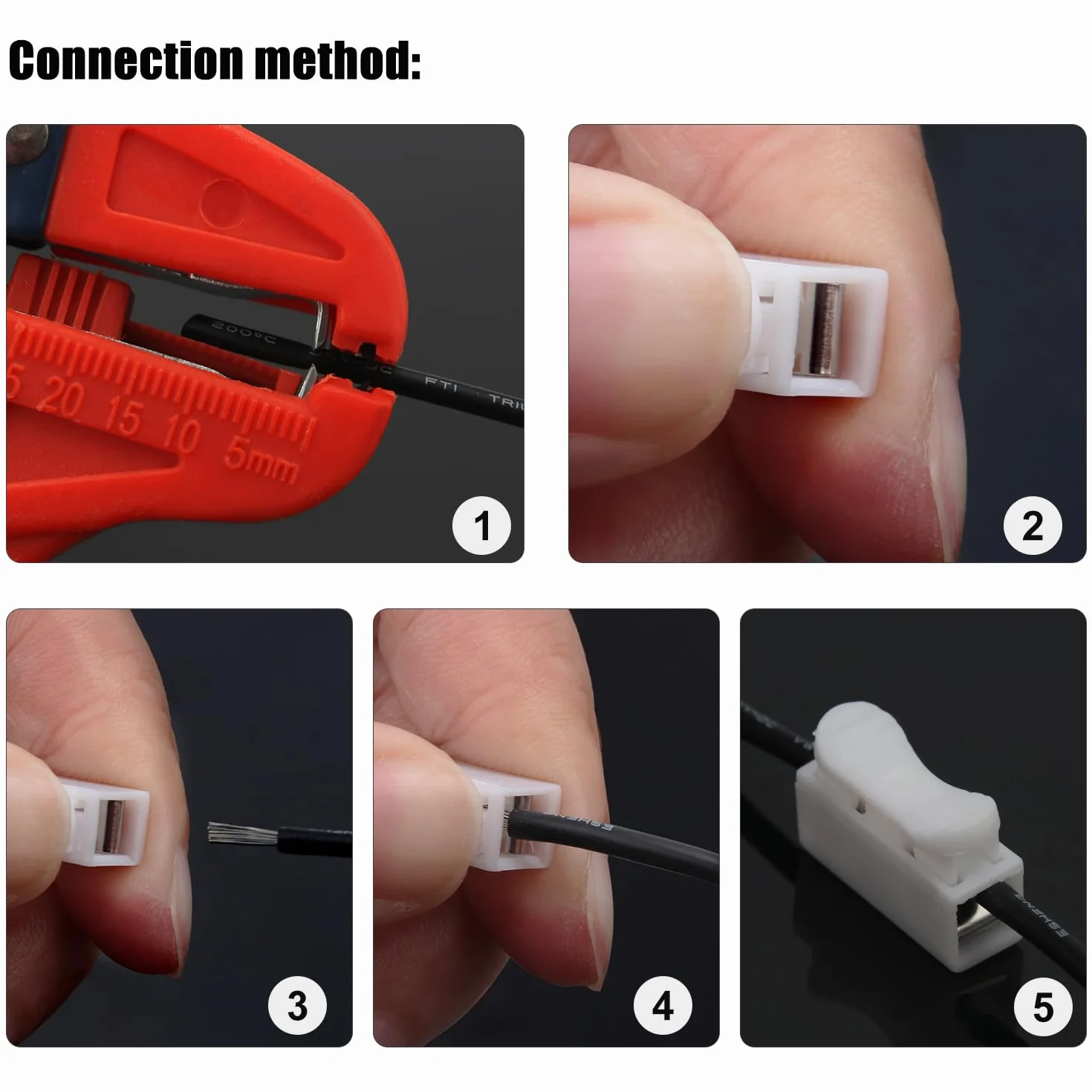 Conector Rápido de Resorte CH1 para Tiras de Luz LED, 100 Piezas