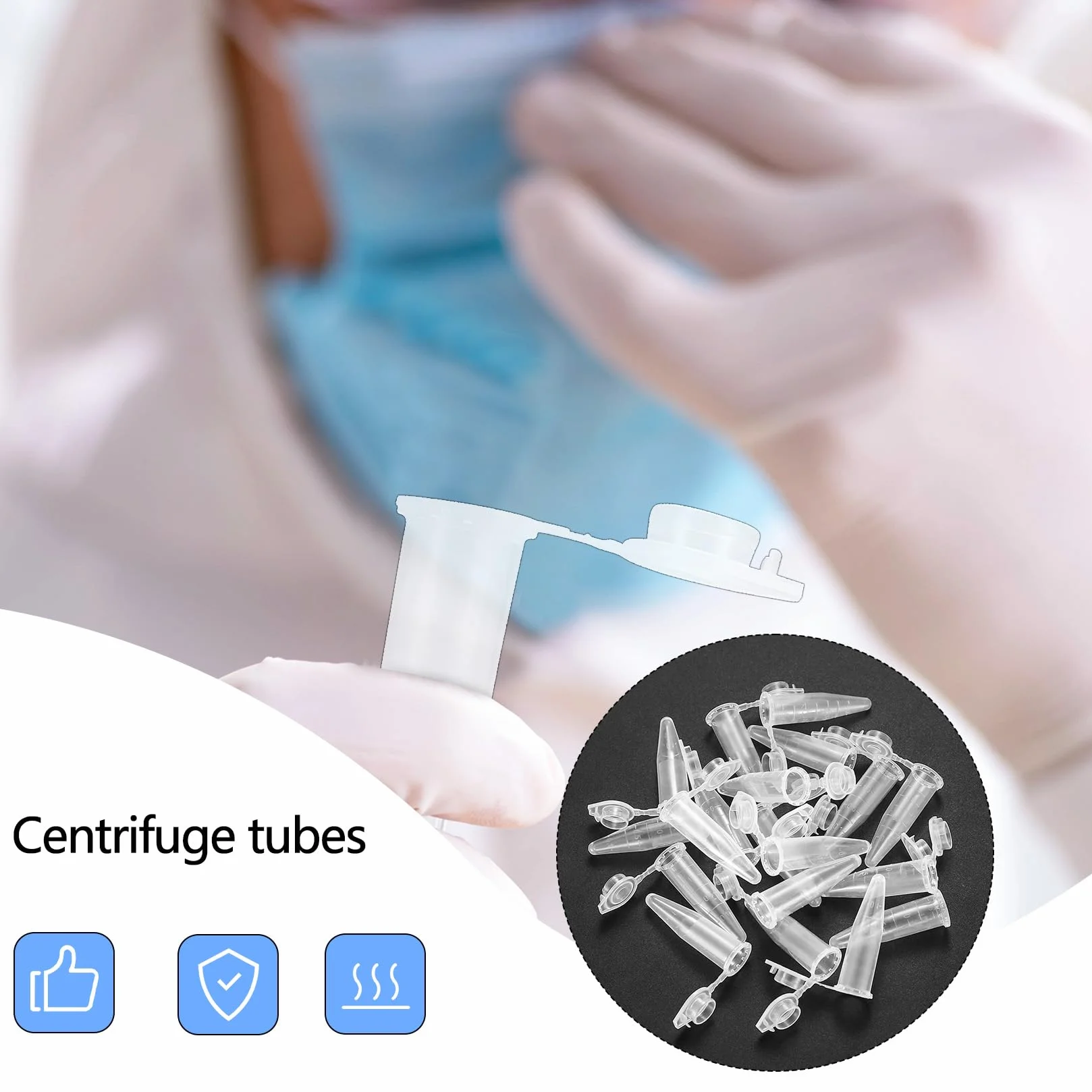 Tubos de Centrífuga 1,5 ml 210 Pcs Plástico Transparente con Tapa a Presión para Laboratorio