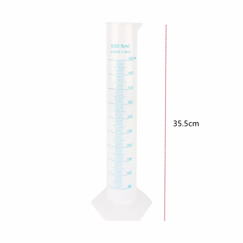 Nikou 500ml Probeta graduado plástico Cilindros prueba tubo laboratorio líquido caliente