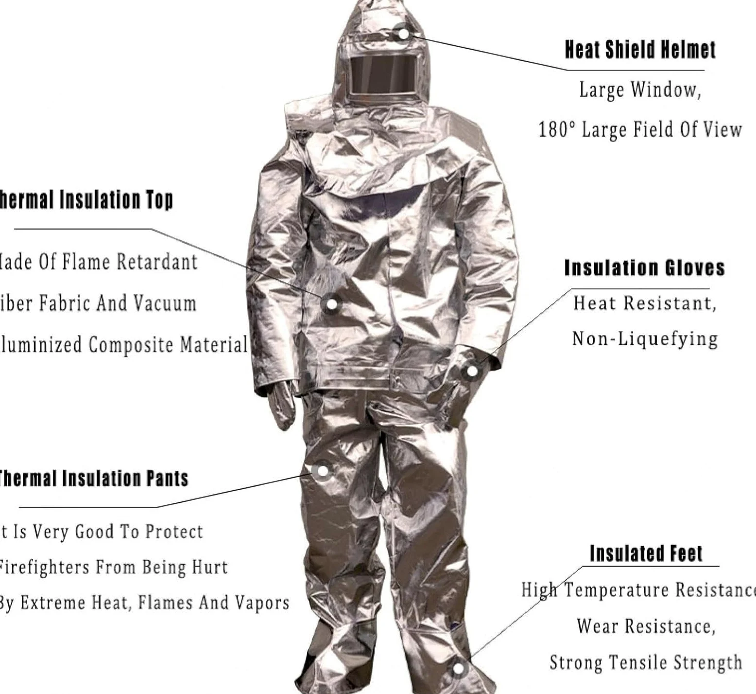 Traje Protección contra Incendios, Uniforme Bombero Resistente A Altas Temperaturas para Plantas Químicas Y contra Incendios
