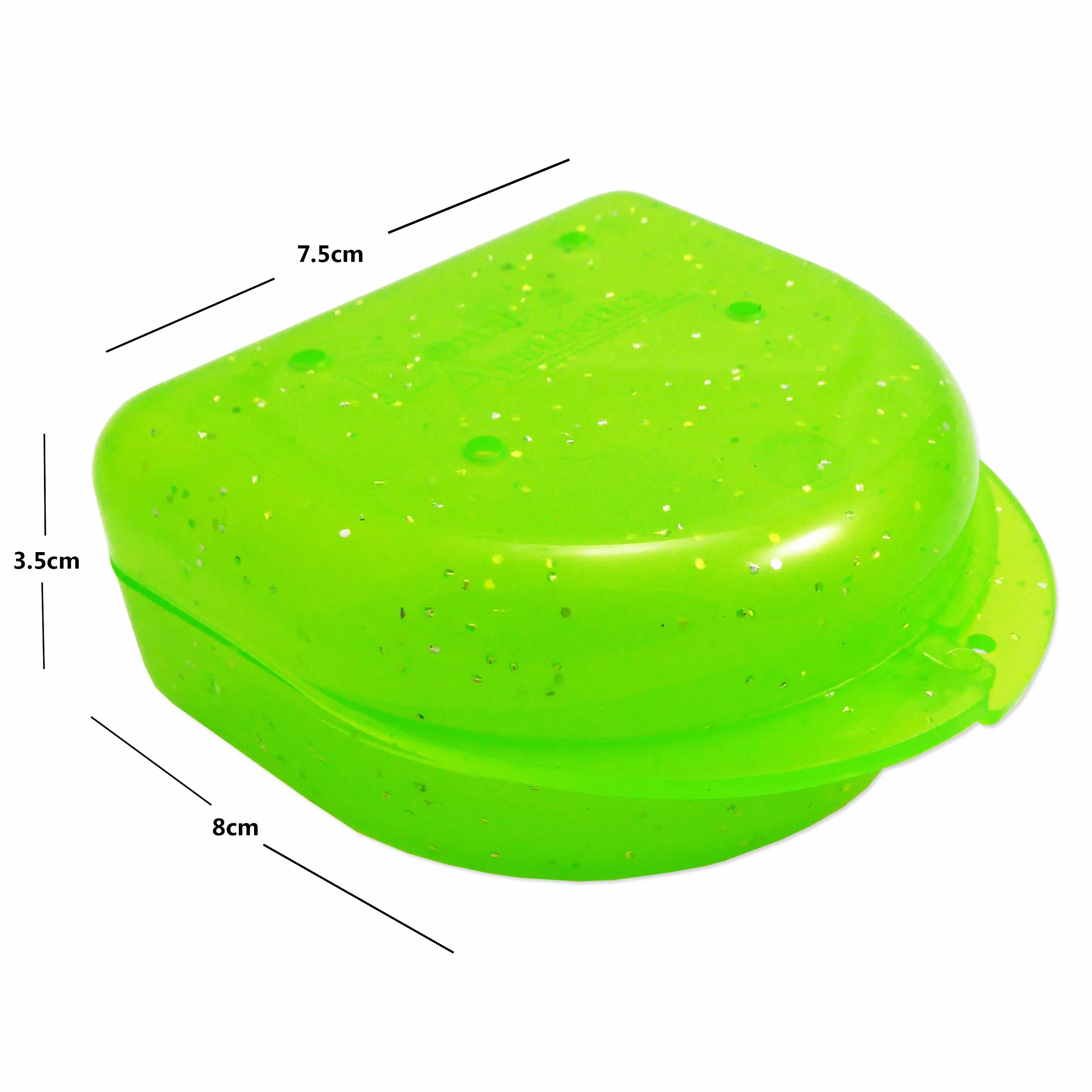 Estuche para Retenedor Protector Bucal Férulas Dentaduras Aparatos Dentales Verde con Escarcha