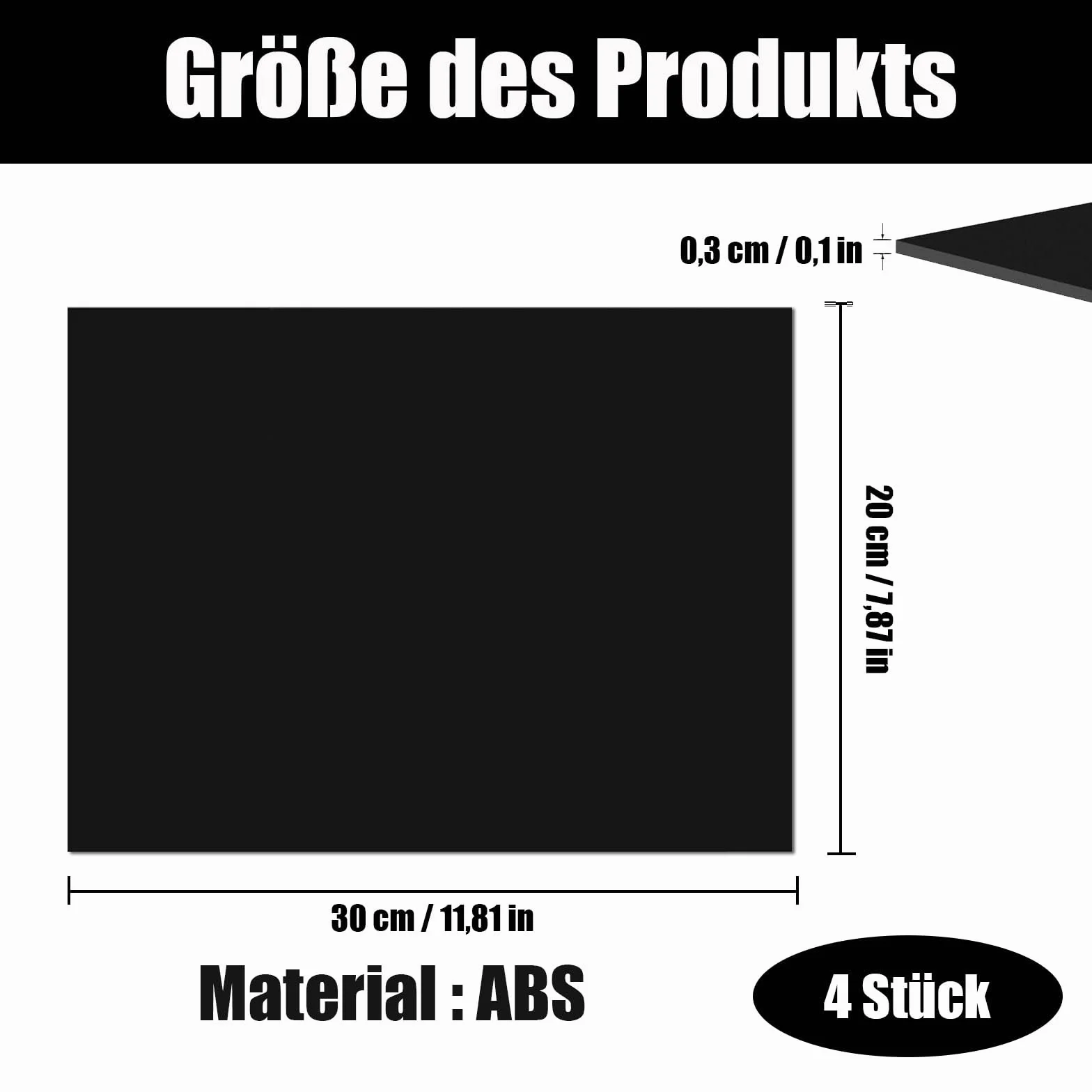 Placas de Plastico ABS Negro 3mm 30x20 cm Superficie Lisa para Modelos Arquitectonicos