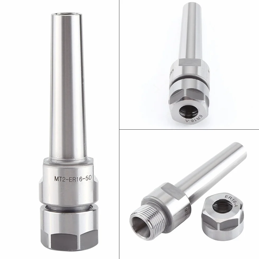 Akozon CNC MT2-ER16-50 MT2 Holder M10 Taper Collet Holder Herramientas de fresado