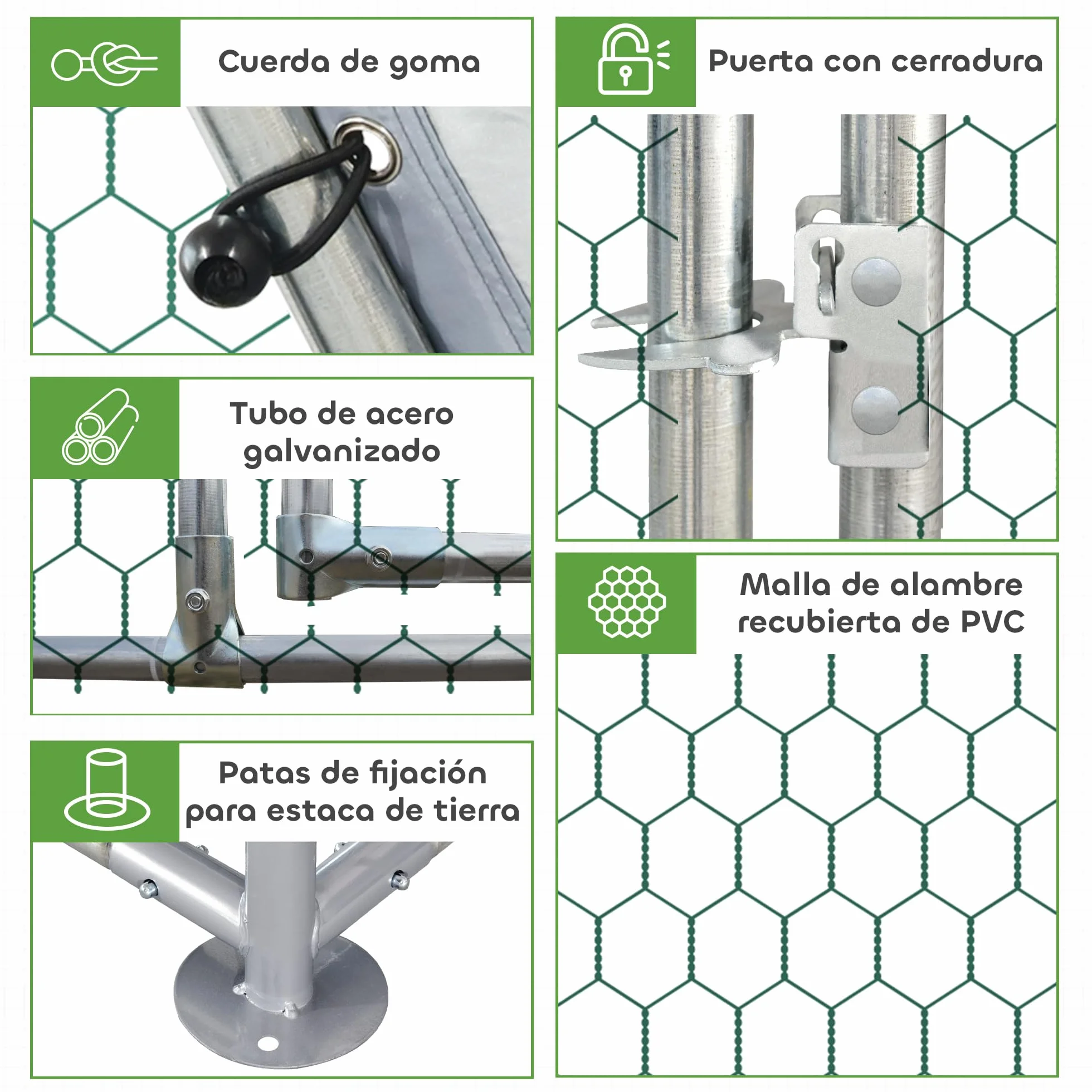PawHut Gallinero Exterior Grande Walk-in 2,8x3,8x1,95 m Acero Galvanizado 10-12 Gallinas