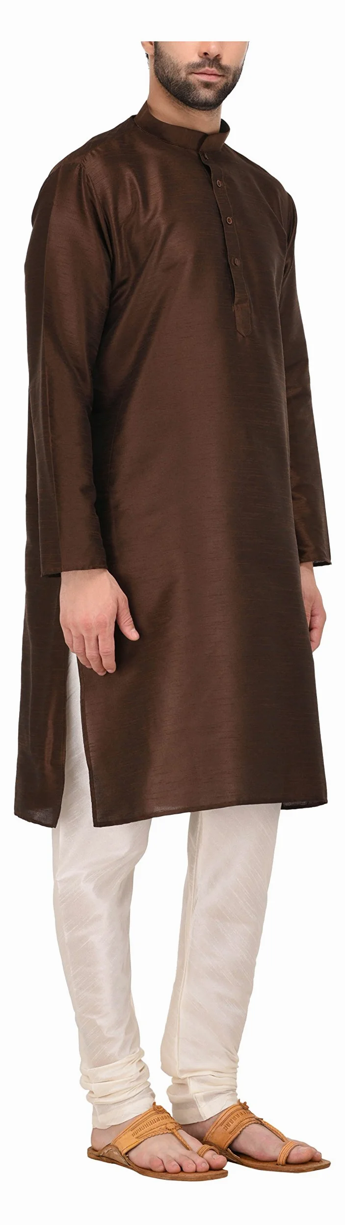 Tag 7 Pijama Kurta mezcla 40 marrón y blanco para hombre, Marrón y blanco, 42