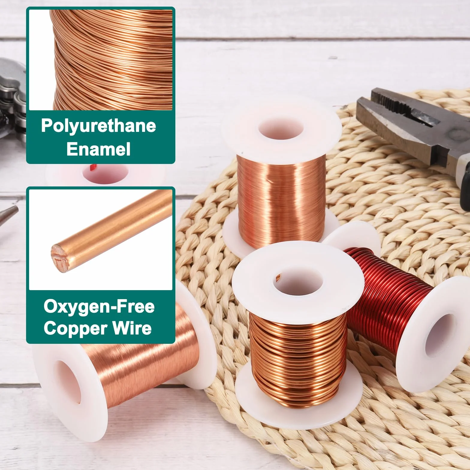 QUARKZMAN Alambre Esmaltado 30 AWG, Cobre Calibre 30 8 Oz Bobinas Magnéticas Transformadores Grado F 155°C