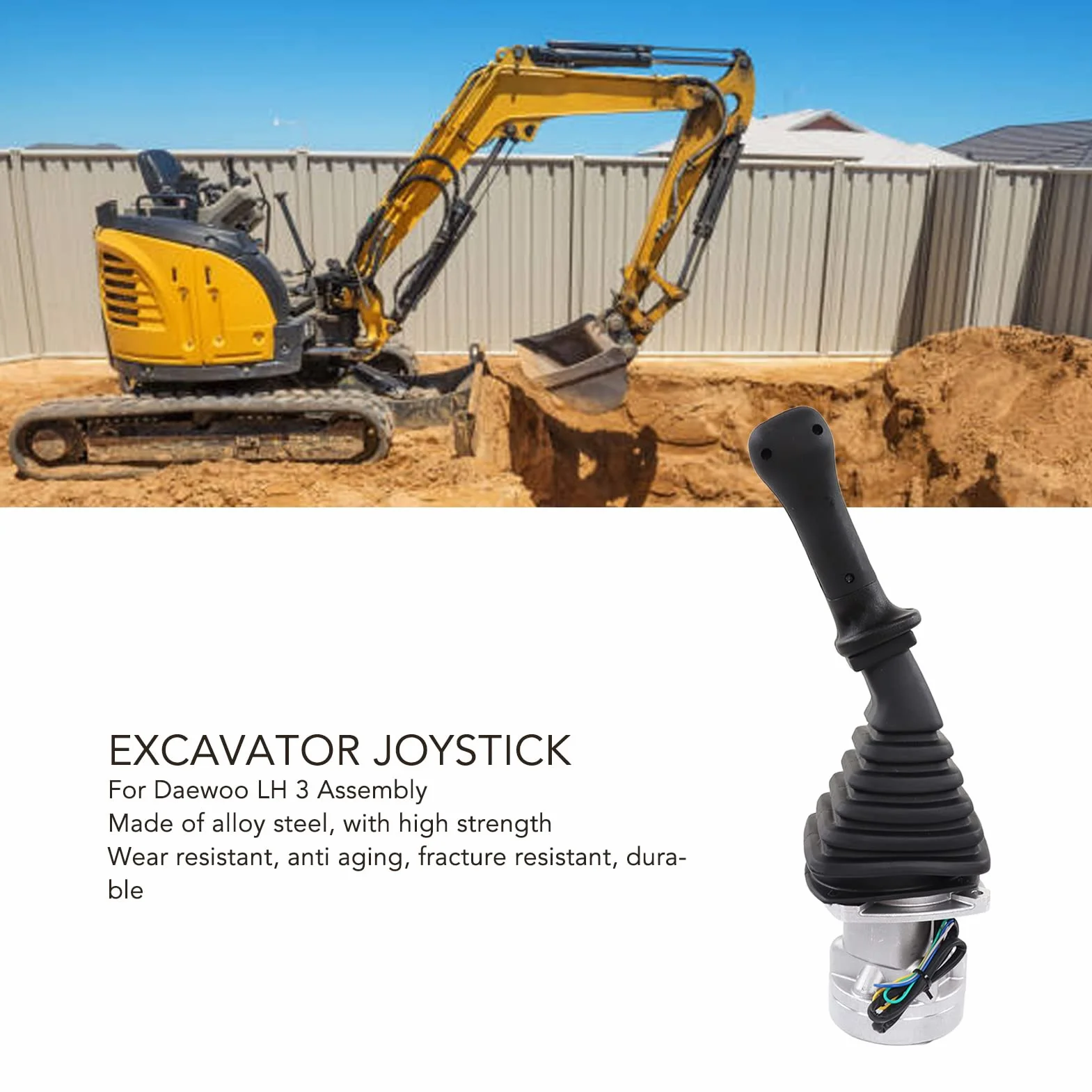 Excavador Joystick Controlador Aloy Acero Mango de operación Válvula piloto LH 3 Reemplazo duradero