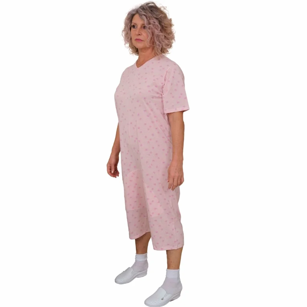 FERRUCCI - Pijama de tutón sanitario confort de manga corta, pantalón corto, 1 cremallera/cremallera detrás de la espalda de verano