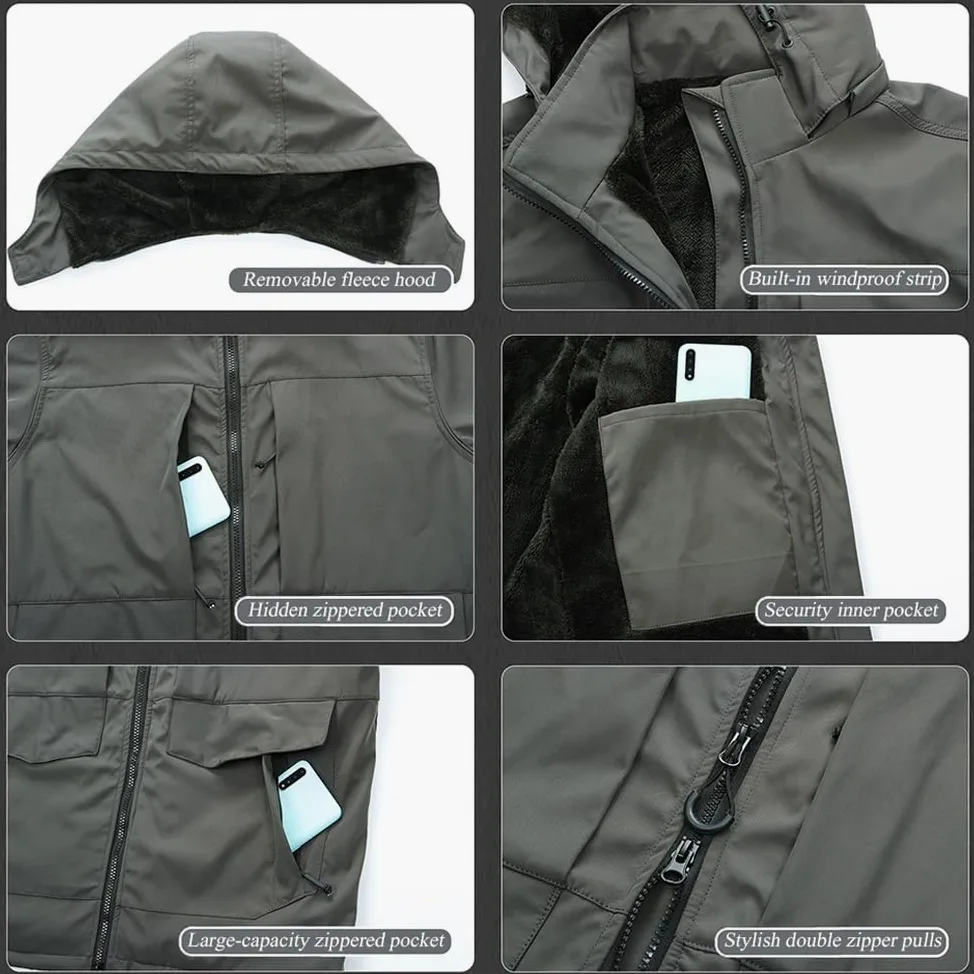 Traje Táctico Softshell De Forro Polar para Hombre, Chaqueta Térmica Impermeable De Caza Ropa De Esquí