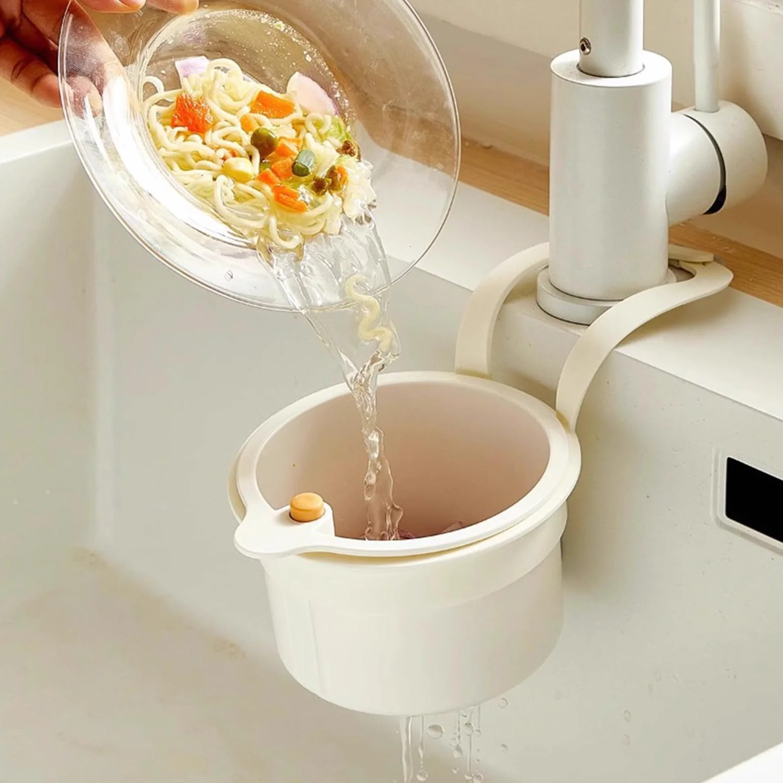 Colador de cesta para fregadero, filtro de drenaje de alimentos colgante multiuso