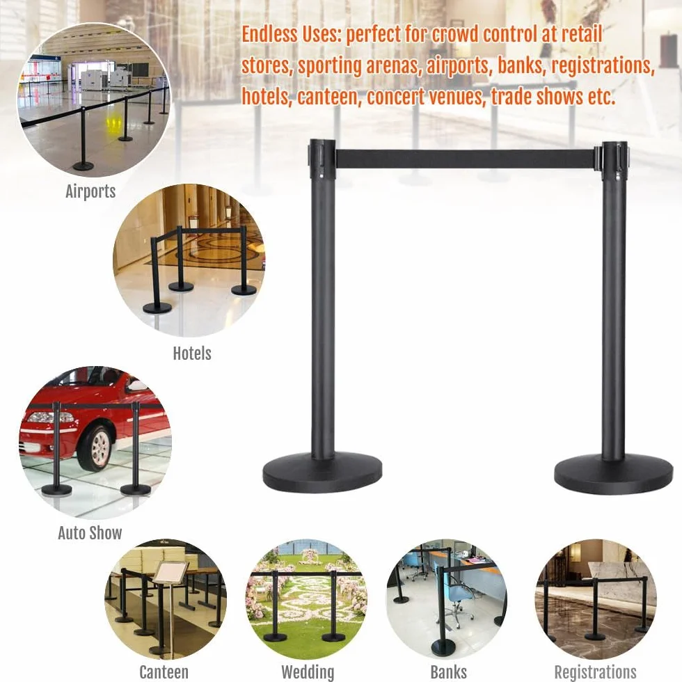 Yaheetech Postes Separadores 8 Piezas Postes de Seguridad con Cinta Extensible 2 M Catenarias para Eventos