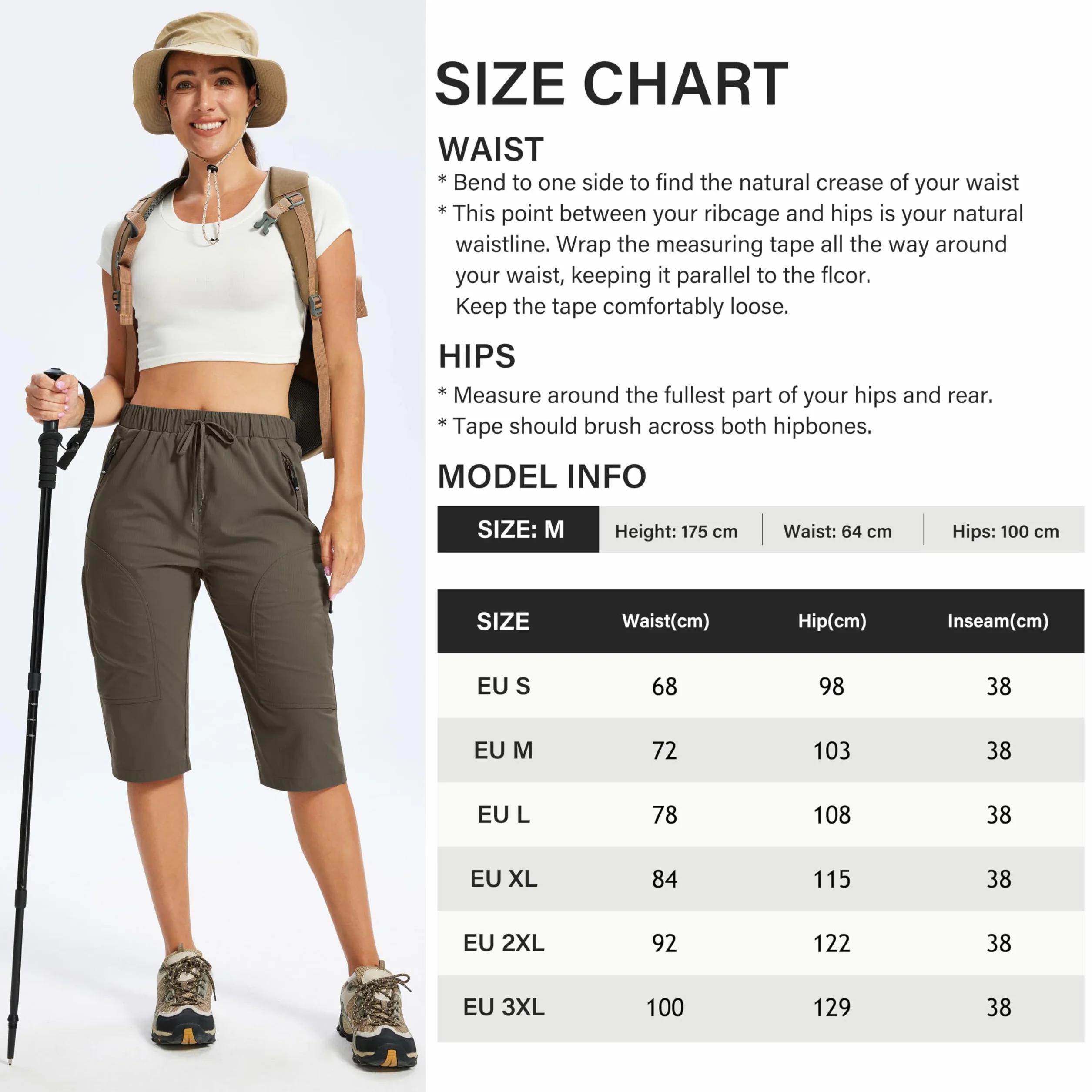 MoFiz Pantalones Cortos de Trekking Mujer Bermudas Secado Rápido 3/4 Pantalones de Senderismo Acampada Marcha Safari Deporte Shorts con 5 Bolsillos