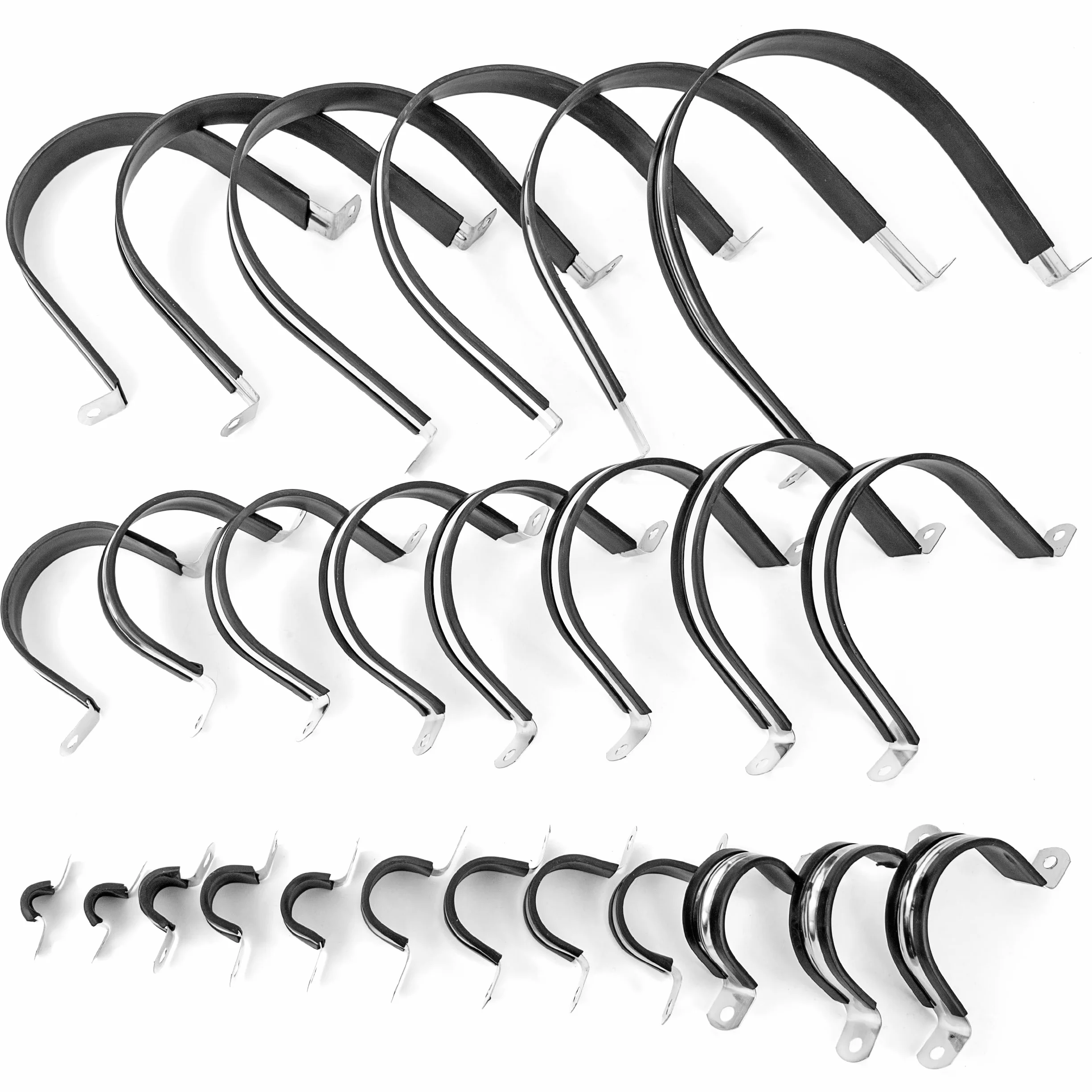 Abrazaderas para Tubos 48mm de Acero Inoxidable 304 con Acolchado de Goma 12 Piezas