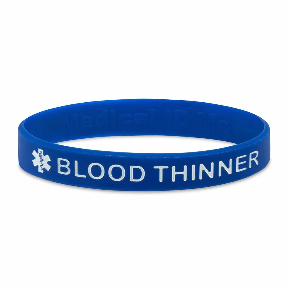 Pulseras de alerta médica anticoagulantes silicona 18-21 cm paquete 5