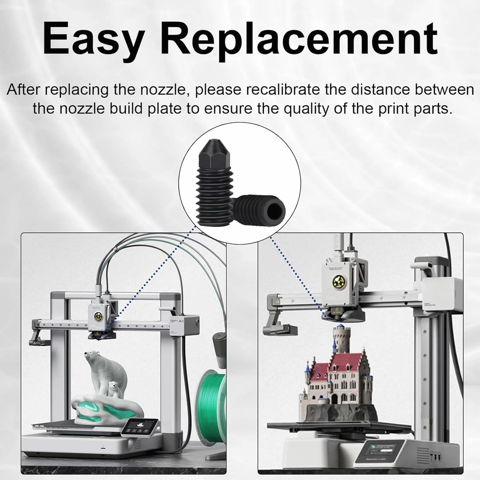 IdeaFormer 5 boquillas de acero endurecido 0,4 mm para laboratorio de bambú A1/A1 Mini