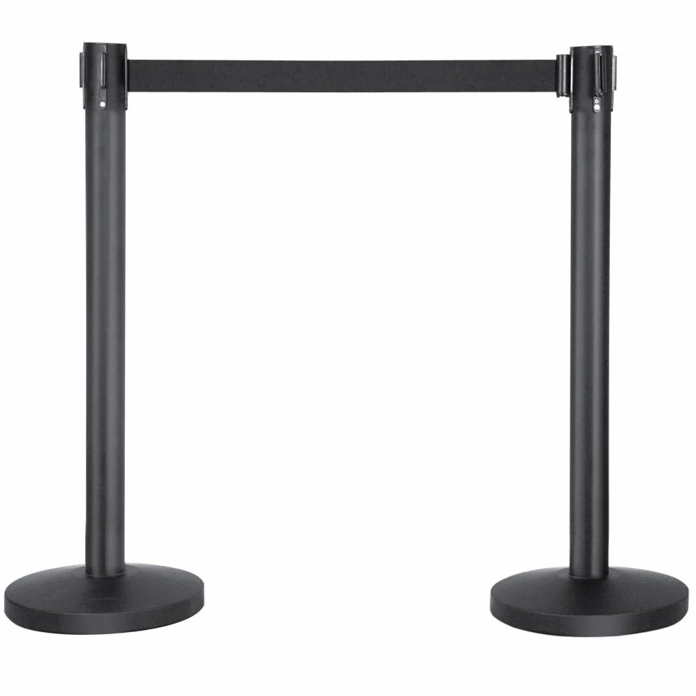 Yaheetech Poste Separador con Cinta Extensible Barrera de Seguridad Negro 200 cm