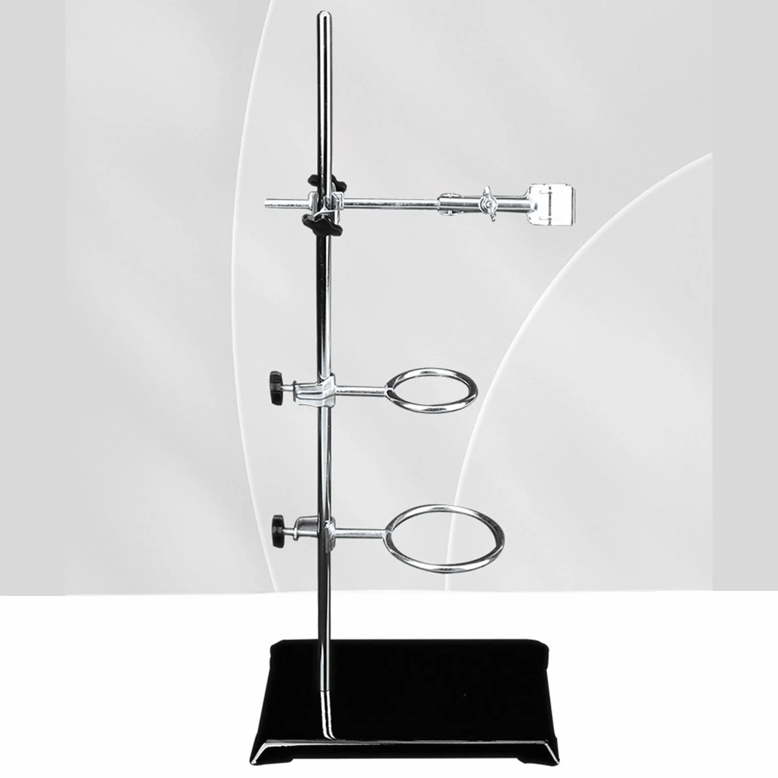 Soporte de laboratorio 35 cm para experimentos de química con superficie inoxidable y abrazaderas de apriete