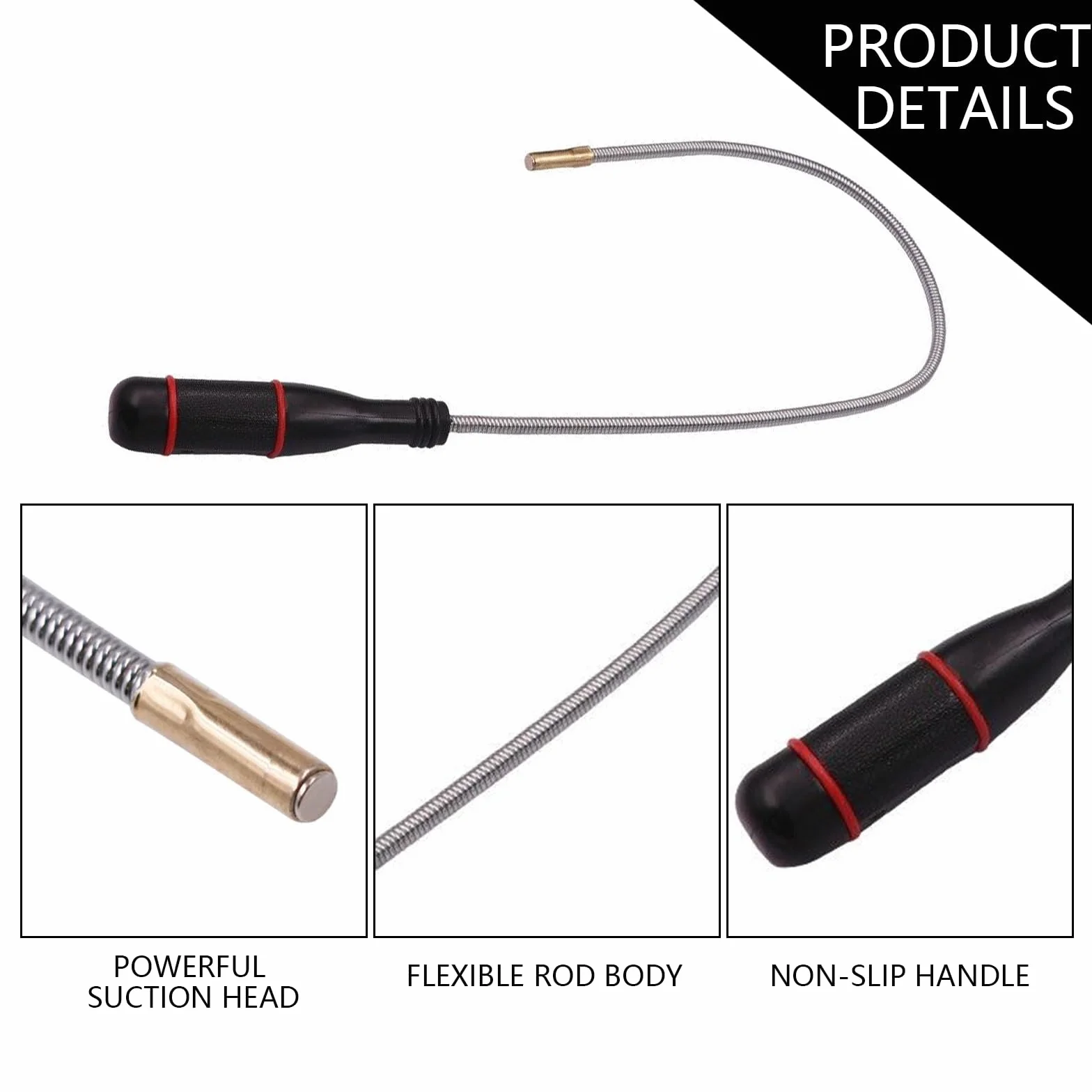Iman Telescopico Flexible 60cm Herramientas de Recogida Magnetica para Taller
