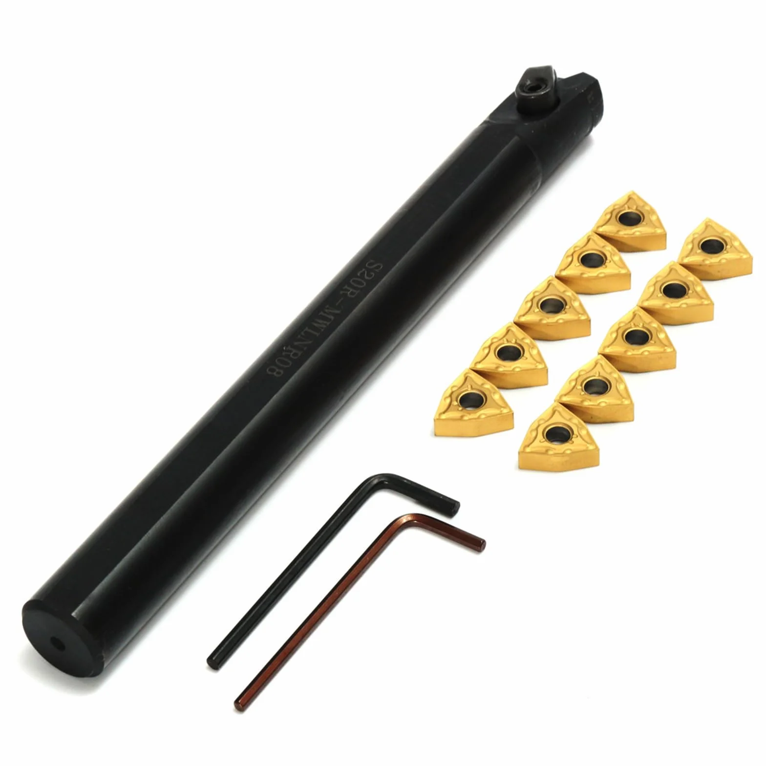 Maizoon S20R-MWLNR08 soporte para herramientas de torneado CNC con 10 insertos de carburo WNMG0804 y 2 llaves hexagonales