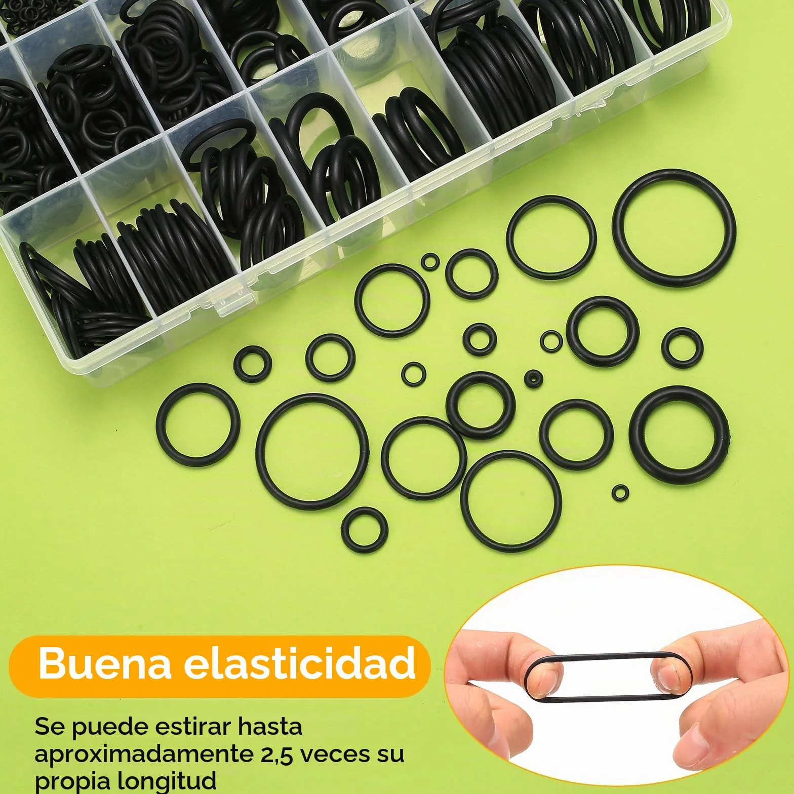 1100 Pcs Juntas Tóricas de Goma, O-Ring Kit para Reparación de Grifos Automotrices y Plomería