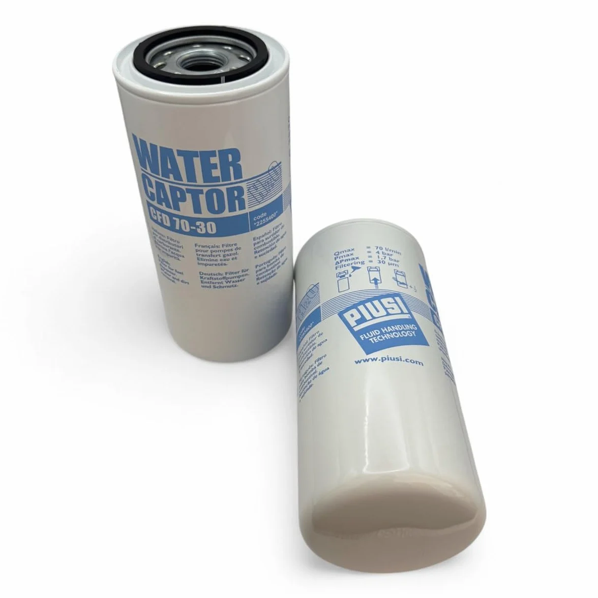 PIUSI Filtro Cartucho Recambio Water Captor 70 L/min 1"-12 UNF Micron 30