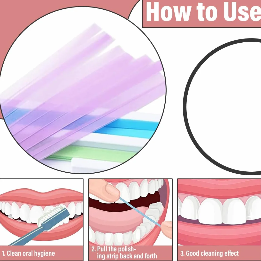 60 Tiras de Pulido Dental, Herramienta de Lijado de Dientes, Pulidora Dental para Cuidado Bucal