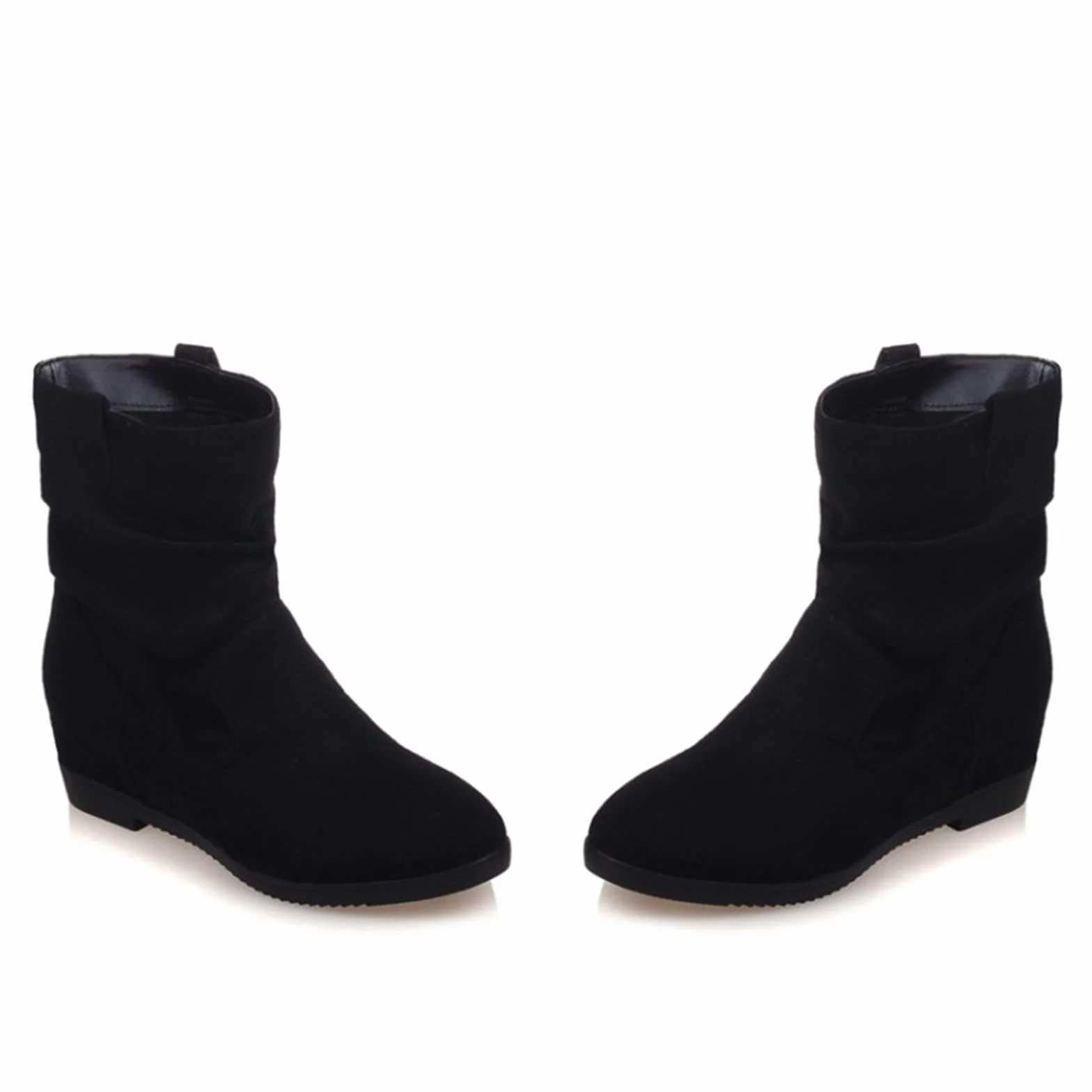 Cocila Botas Casuales De Cabeza Redonda Plisada Ante Color Sólido A La Estilo Británico para Mujer Camperas Blancas Altas Invierno Planas Barefoot Botines Tacon Fino Bajo Planos Pitillos Lluvia