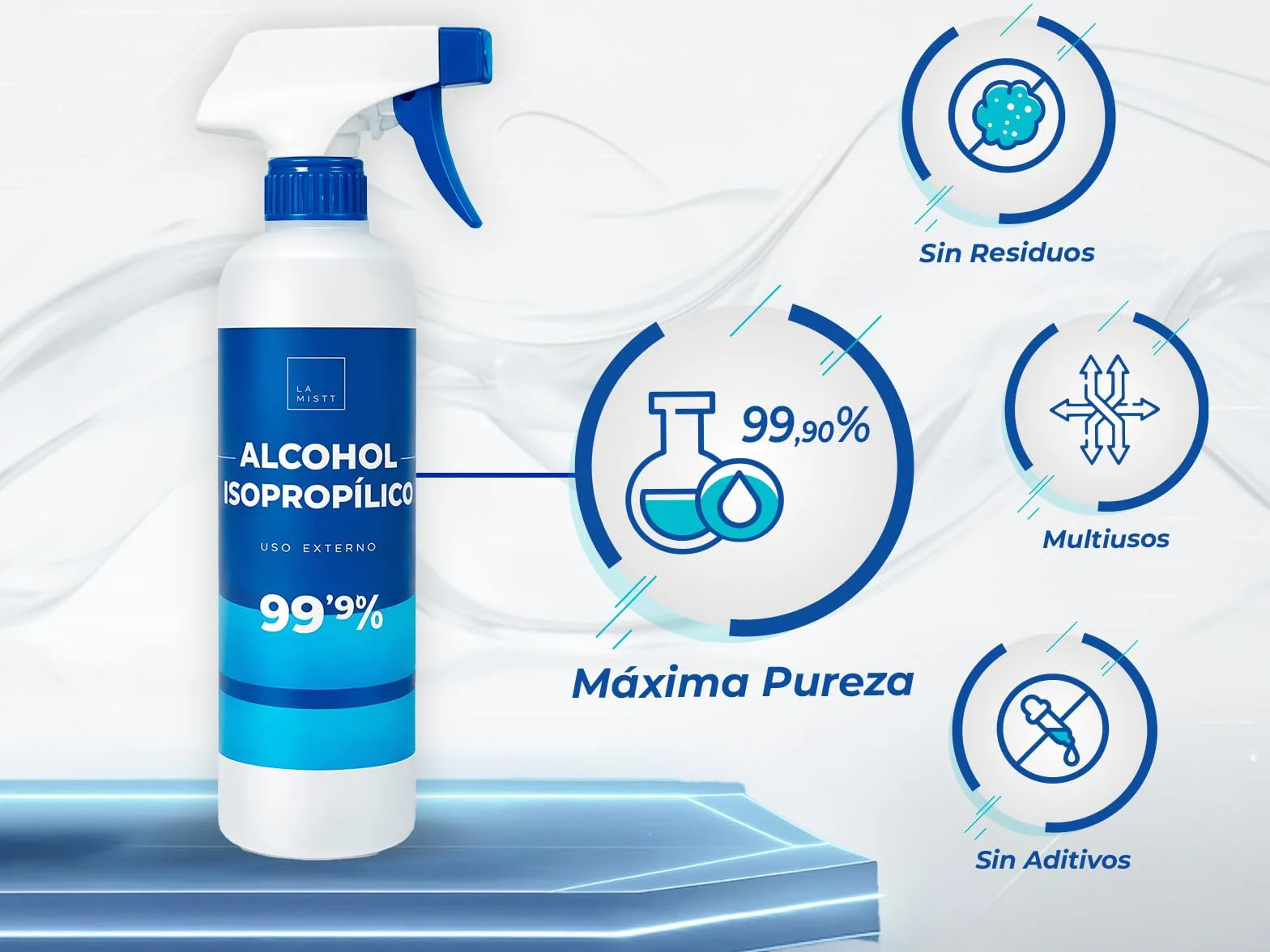 Alcohol Isopropílico 99,9% Puro Spray 1000 ml Limpieza Componentes Electrónicos