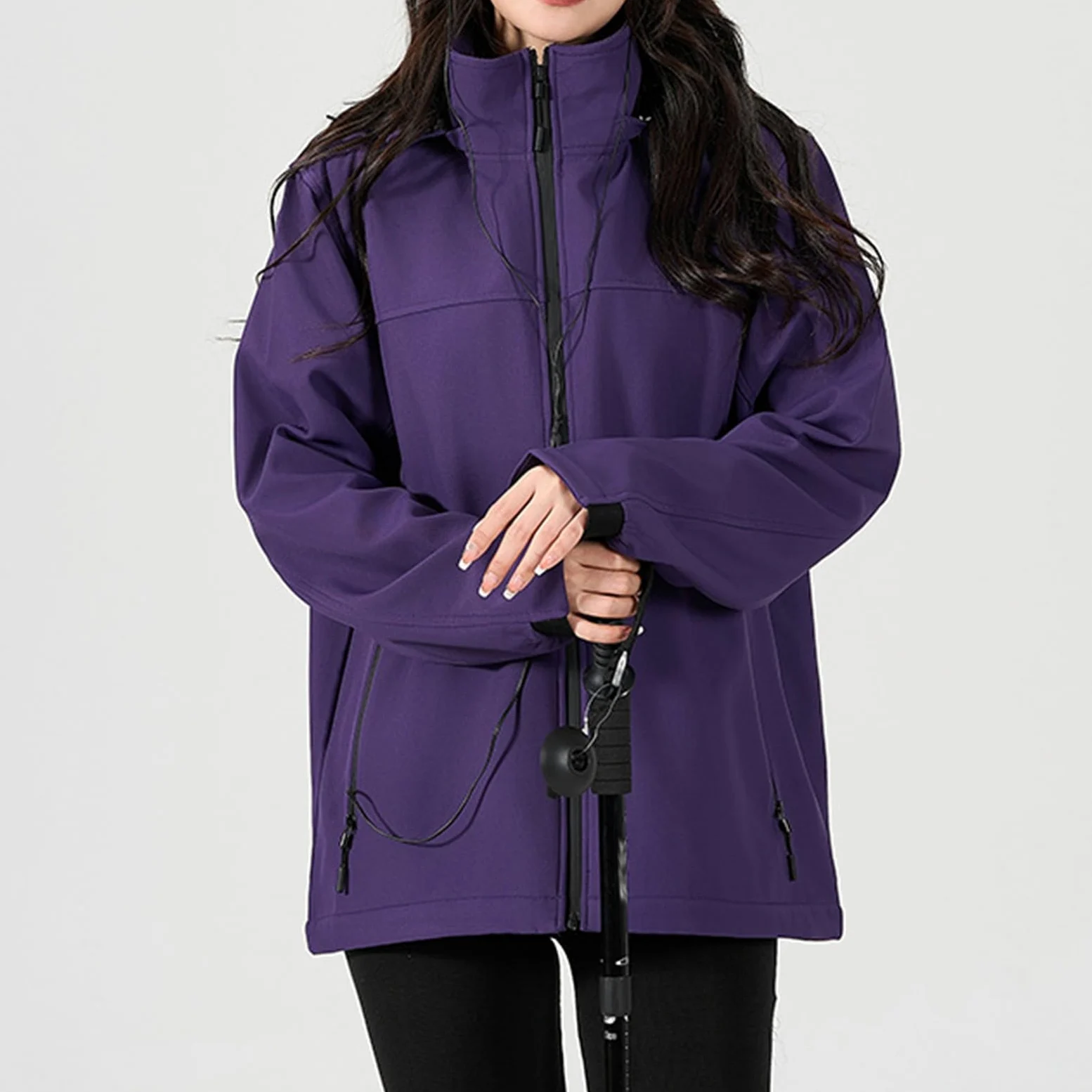 Generisch Chubasquero para mujer, impermeable, transpirable, para exteriores, montañismo, ropa deportiva con capucha, informal, senderismo, chaqueta de lluvia de longitud media, chaqueta cortavientos