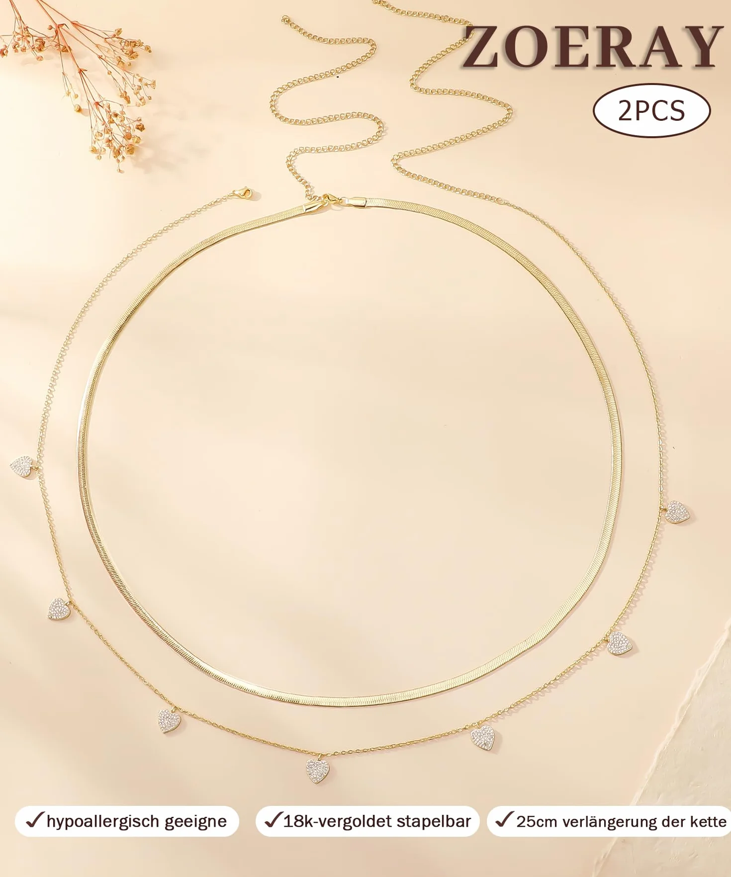 ZOERAY 2 cadenas de cintura doradas resistentes al agua con colgante chapado en oro de 18 quilates para mujer, cadena de cintura multicapa, cadena de cintura dorada, cadena ajustable para el cuerpo