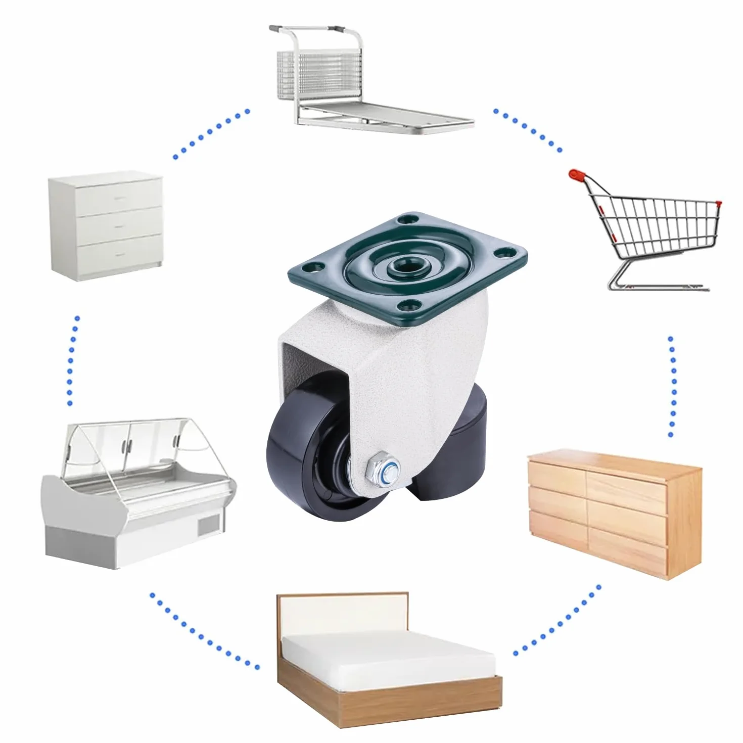 KATSU Ruedas Niveladoras 4 Piezas 550kg Carga Estática 50mm Giratorias Retráctiles Altura Ajustable