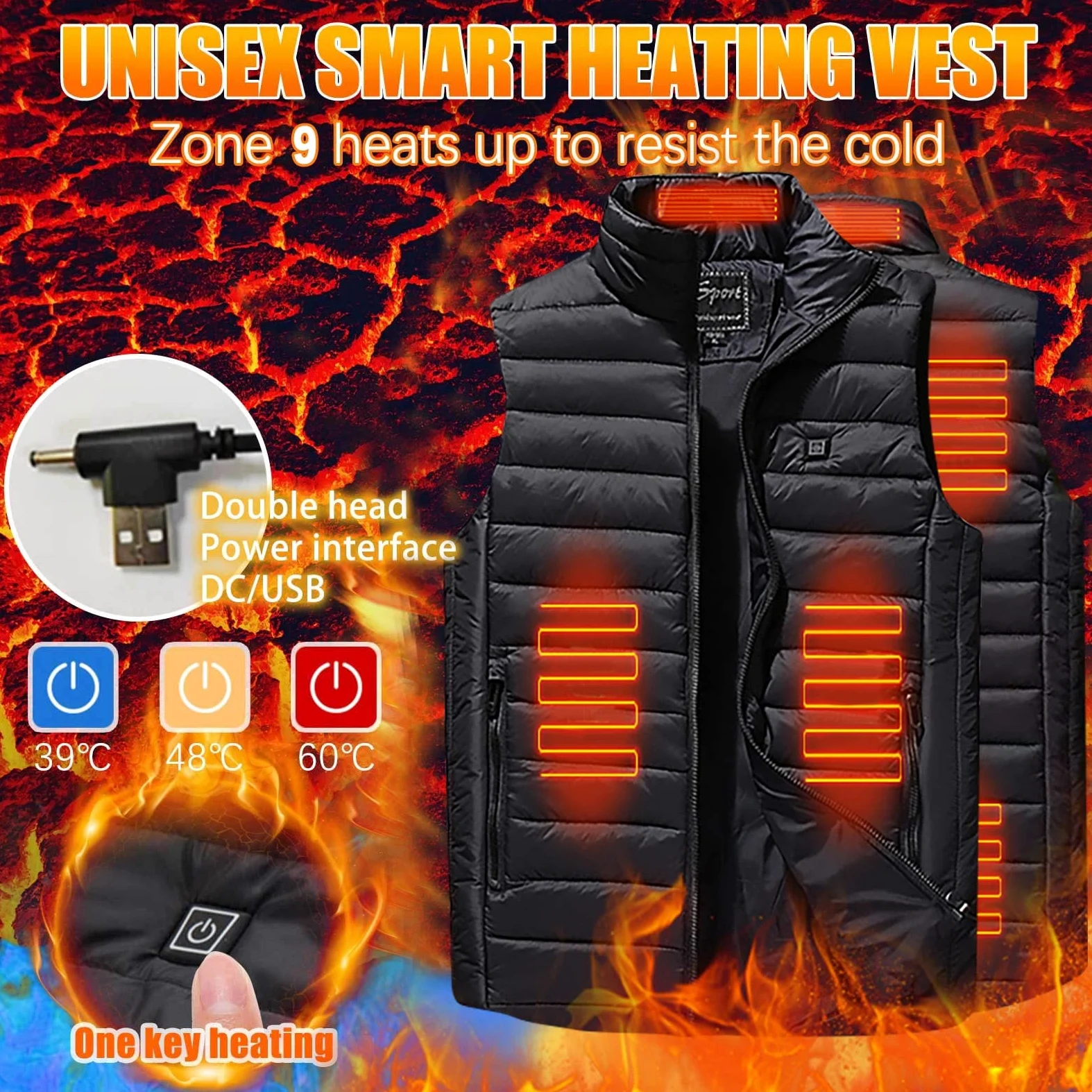 Chaleco calefactable para hombre (Reino Unido), camisetas térmicas para mujer con conexión USB, chaquetas calefactables para interiores, calentadores corporales calefactables para mujer, abr