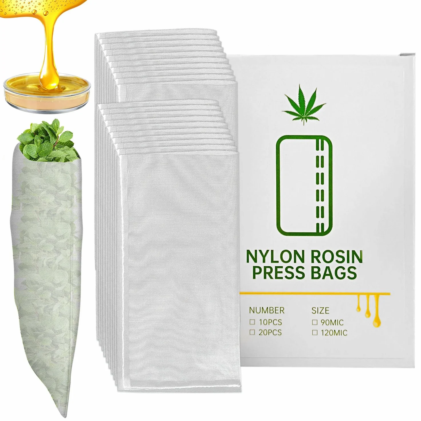 Bolsas de prensa de resina de Nylon 5x10cm - Doble costura, filtro de malla de alta resistencia para extracción de aceite