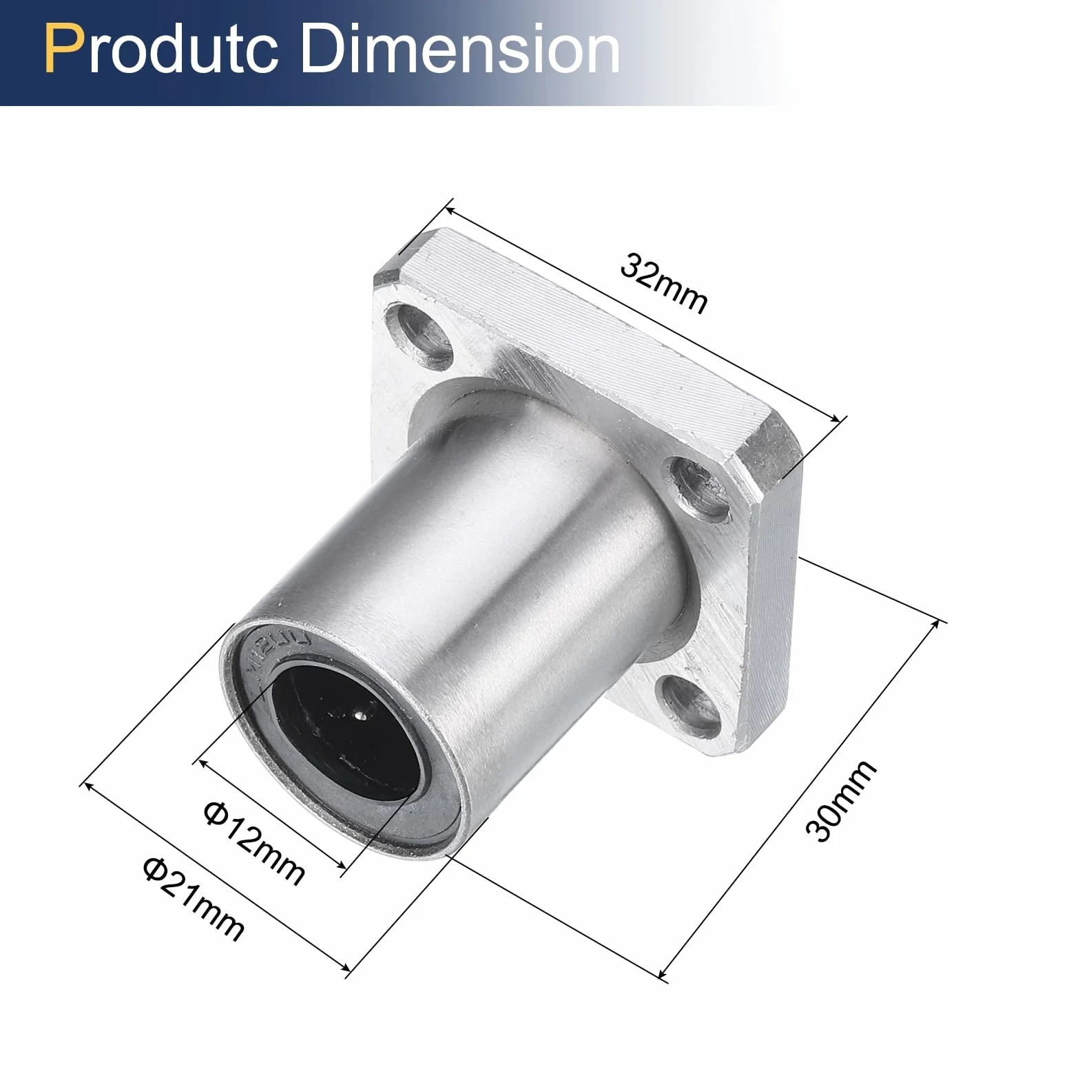 QUARKZMAN Rodamientos Lineales LMK12UU 12mm 21mm 30mm Brida Cuadrada Jaula de Acero para CNC Impresora 3D