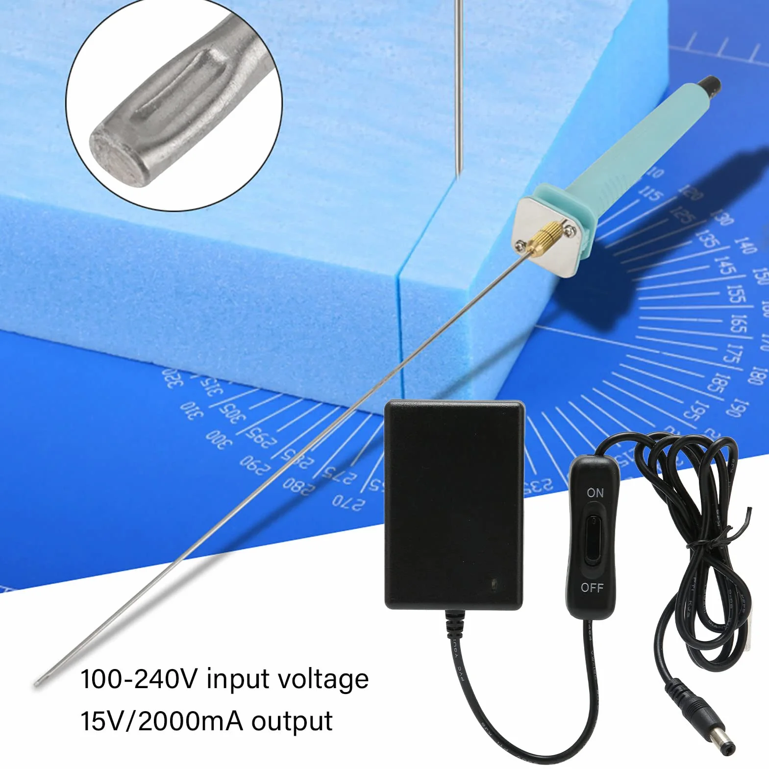 Cortador de Alambre Caliente 15V 2000mA Fuente de Alimentación 100-240V UE