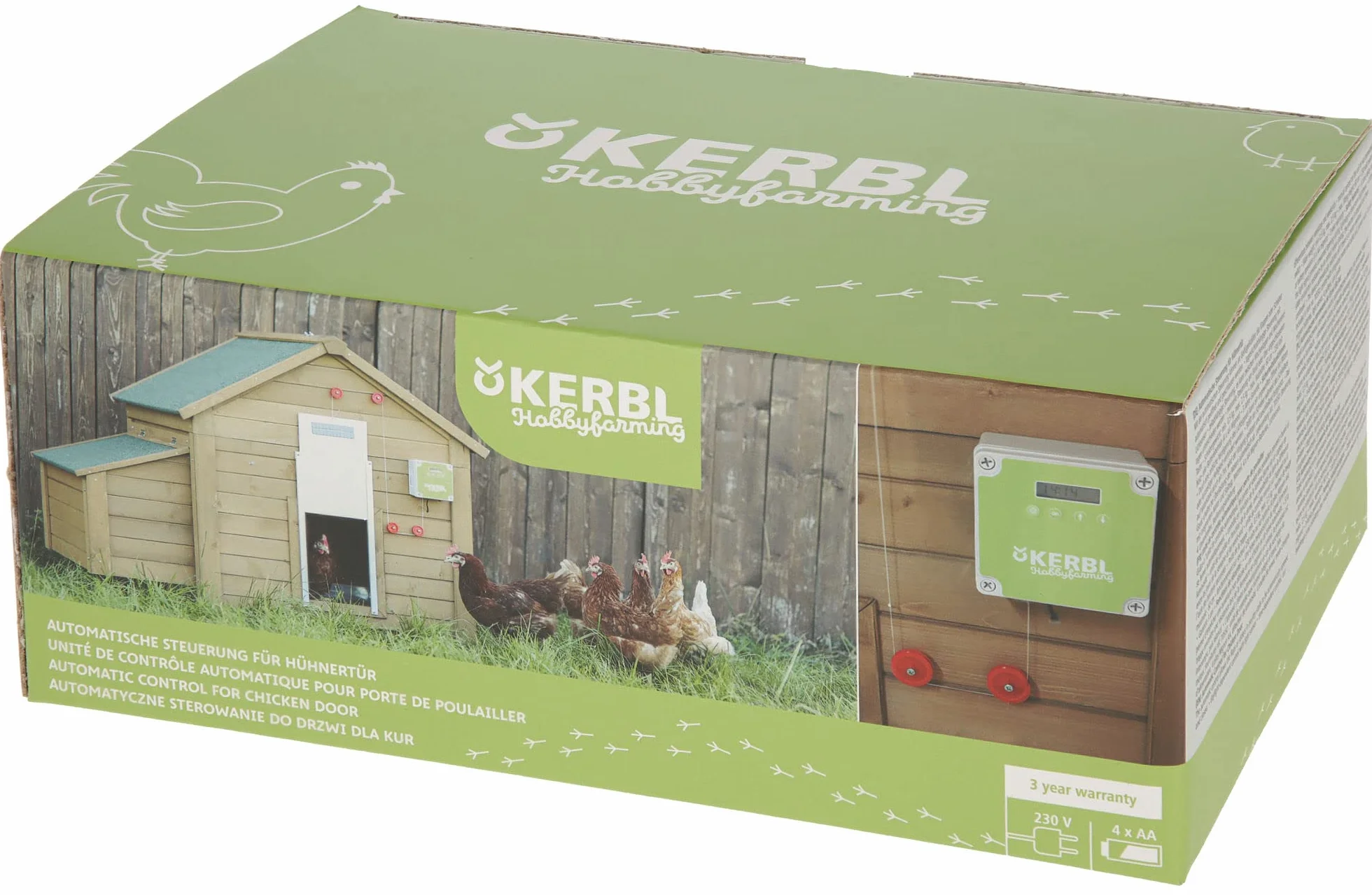 Kerbl Hobbyfarming Control automático para Puerta de gallinas, Control de trampilla, plástico, Sensor de luz