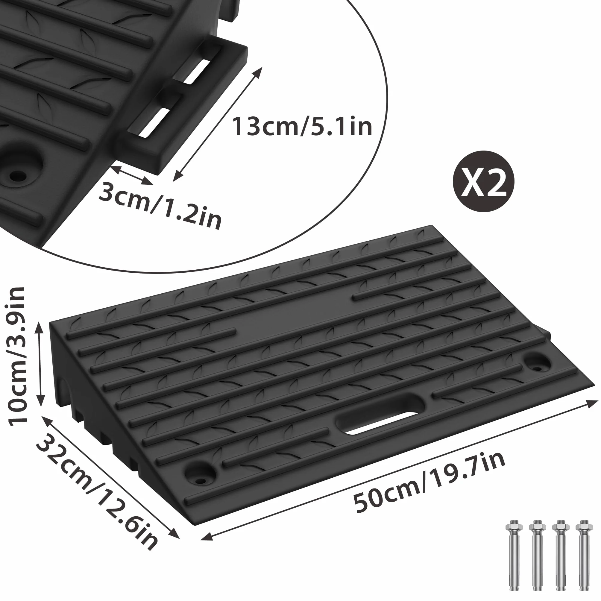 Froadp 2 piezas rampa de bordillo de goma para auto motocicleta vehículo silla de ruedas