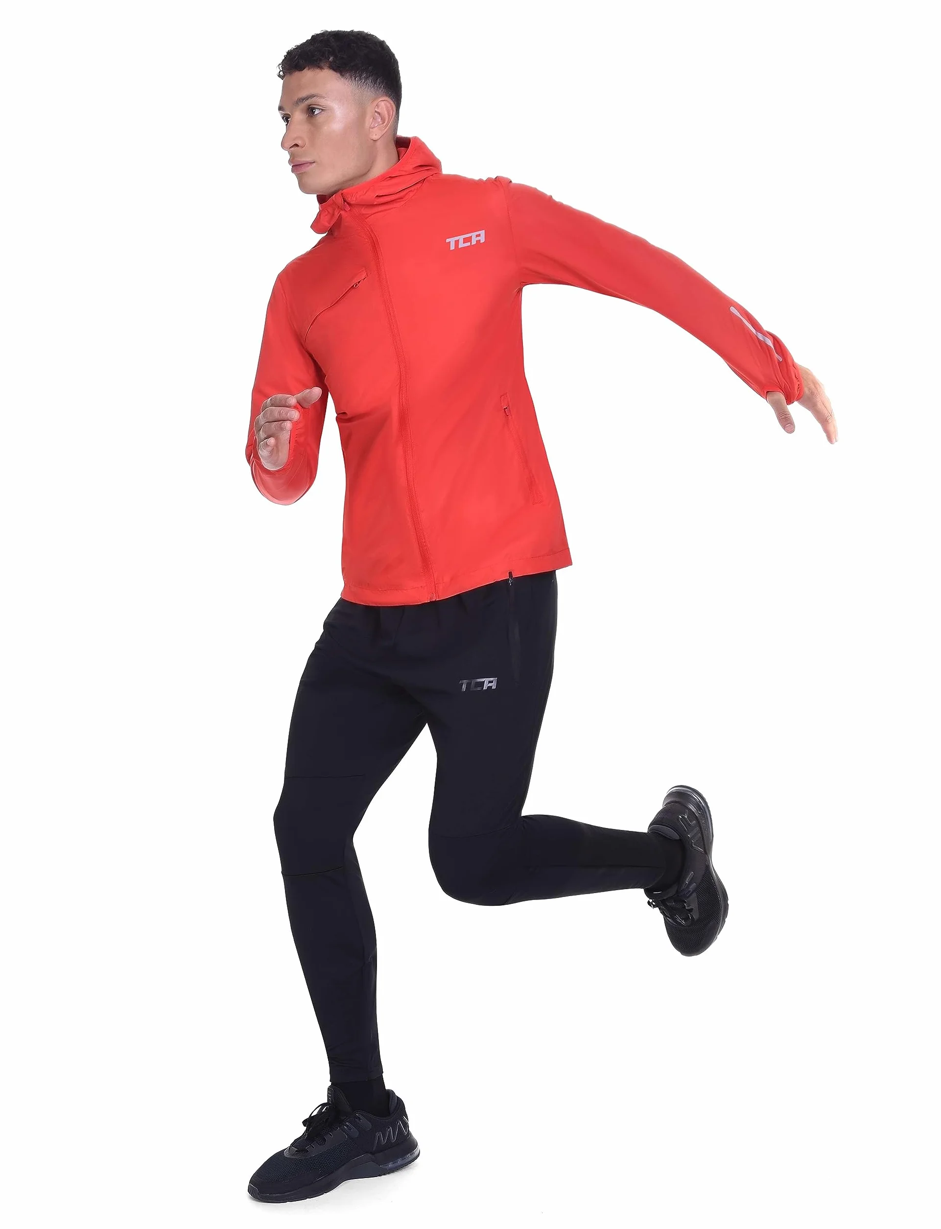 TCA Chaqueta Softshell de Running para Hombres, Reflectante, Transpirable y Plegable, con Bolsillos con Cierre