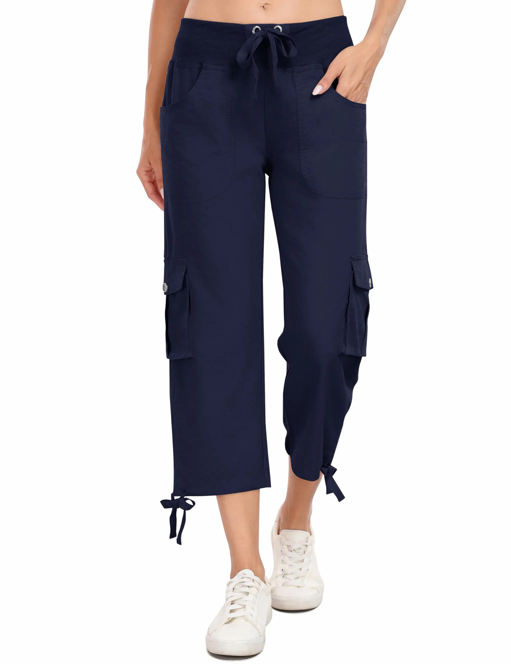 MoFiz Pantalones 3/4 Mujer Verano Pantalones Piratas Cargo de Senderismo y Viajes Pantalon Capri Informales de Moda con 6 Bolsillos