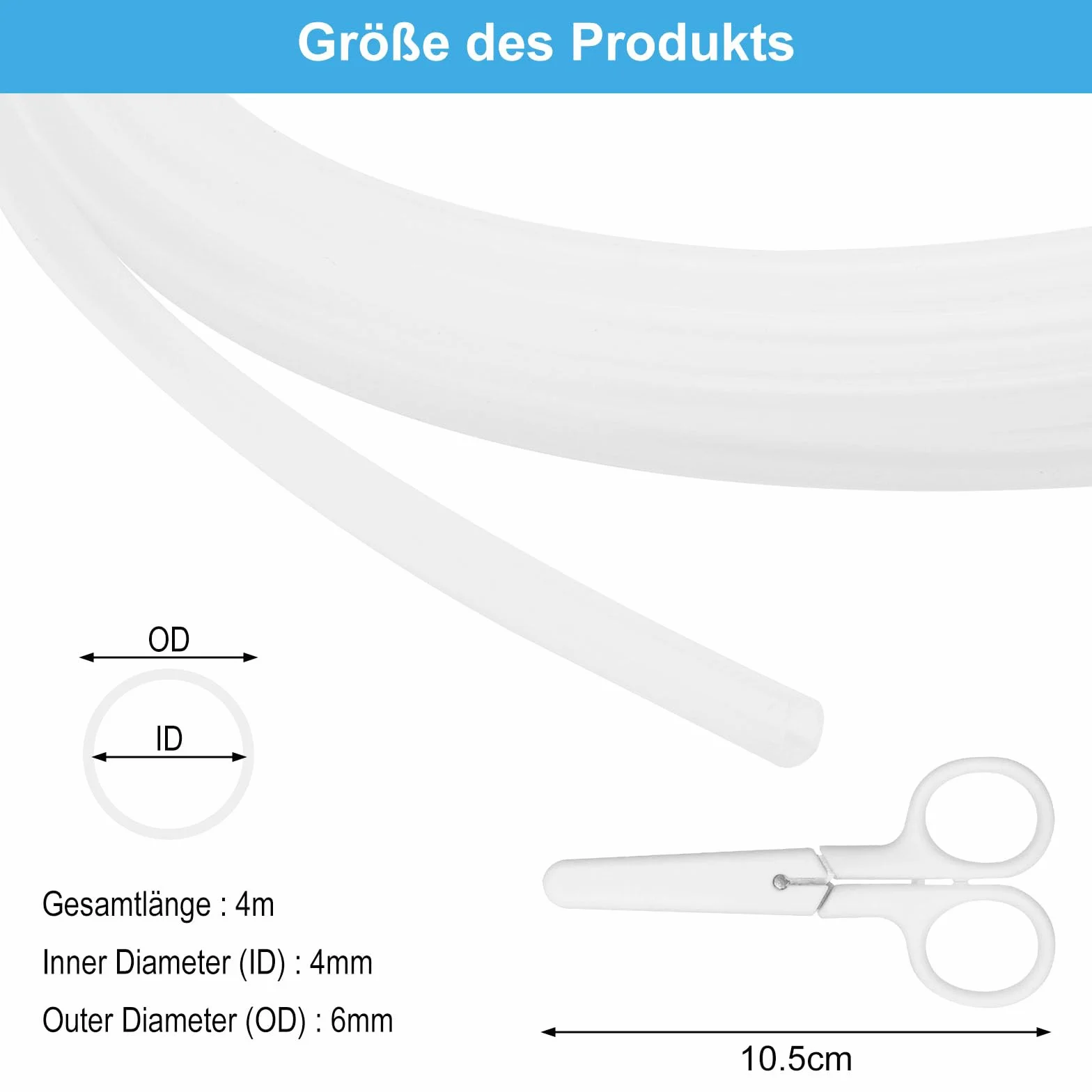 APOMOONS 4M Manguera de Silicona de Grado Alimenticio, Tubo Flexible 4mm ID X 6mm OD