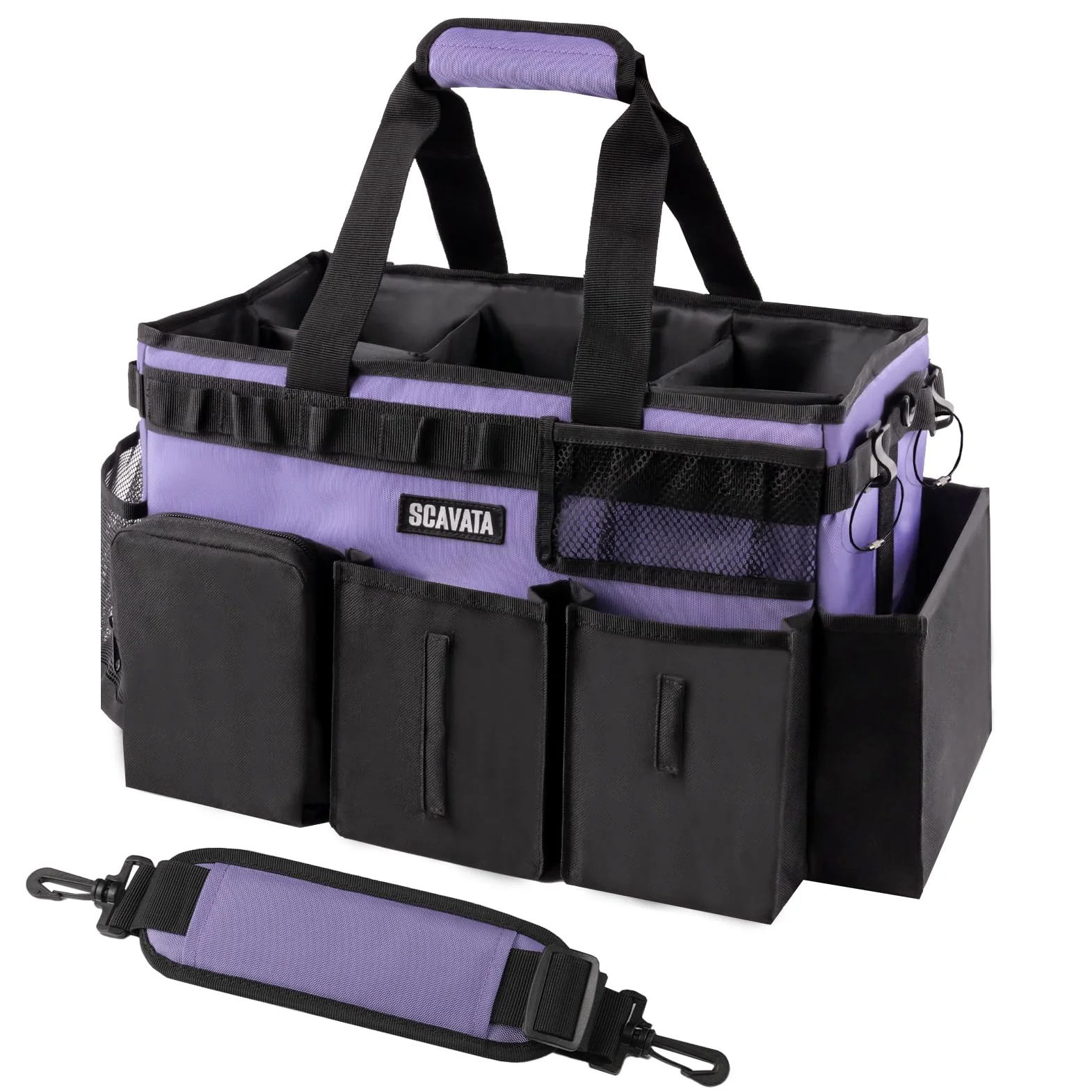 SCAVATA Bolsa de Limpieza portátil, Organizador de Suministros de Limpieza con asa y Correas de Hombro para amas de casa, organizadores de Herramientas de Limpieza Debajo del Fregadero y Coche con 4