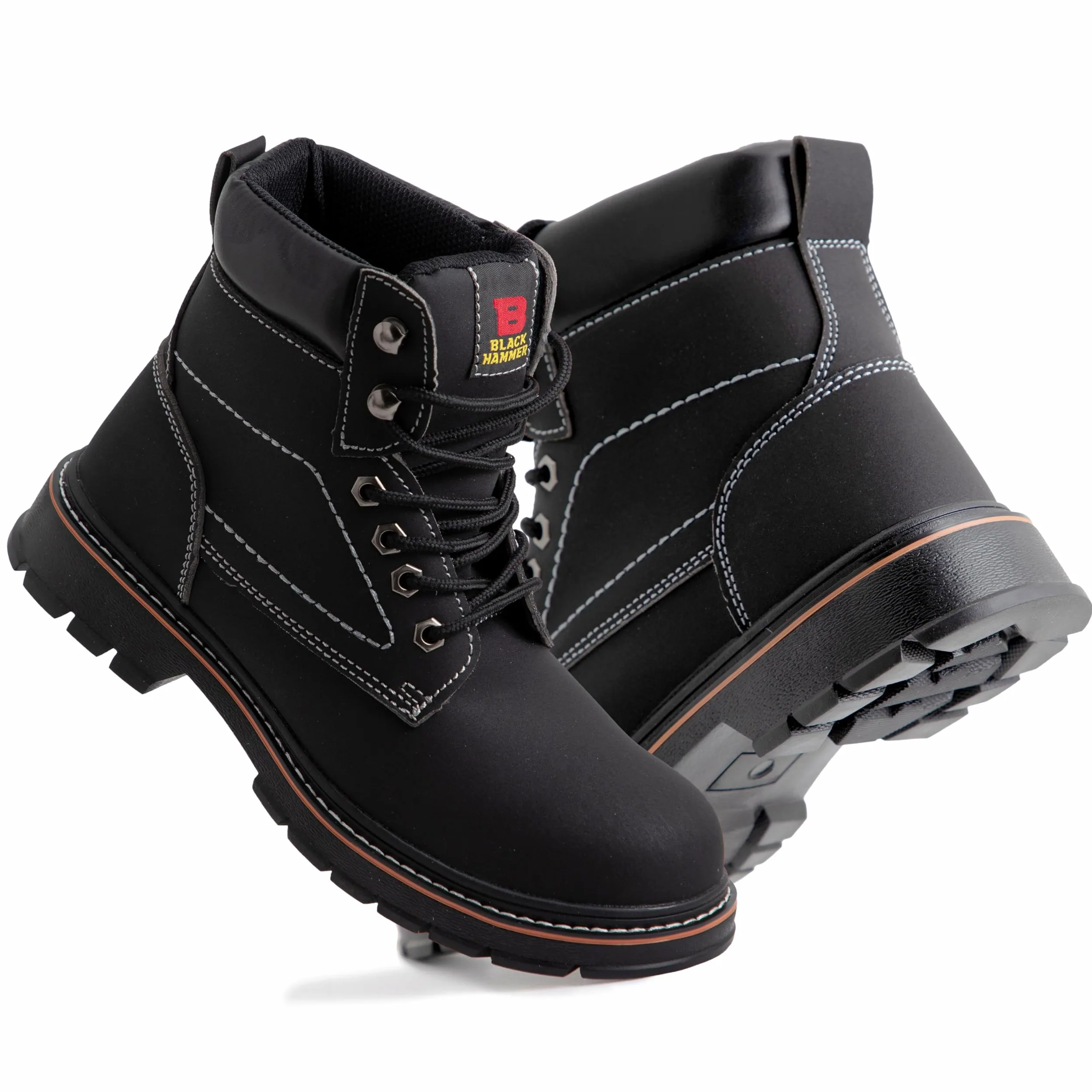BLACK HAMMER Botas de trabajo de seguridad para hombre puntera y entresuela de acero, resistentes al agua, perfectas para almacenes y trabajos cotidianos, con suela de goma 2600 S3 SRC